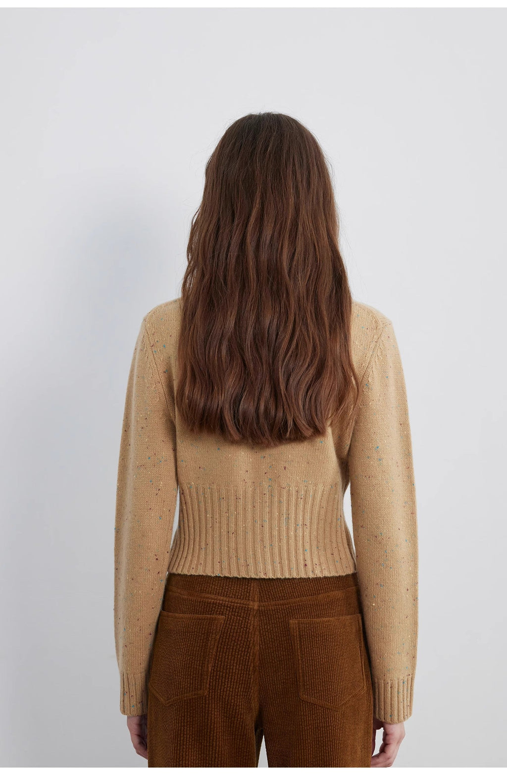 "Autumn Breeze Tea" Colorful Dotted Wool-Blend Double-Zip Knitted Sweater
