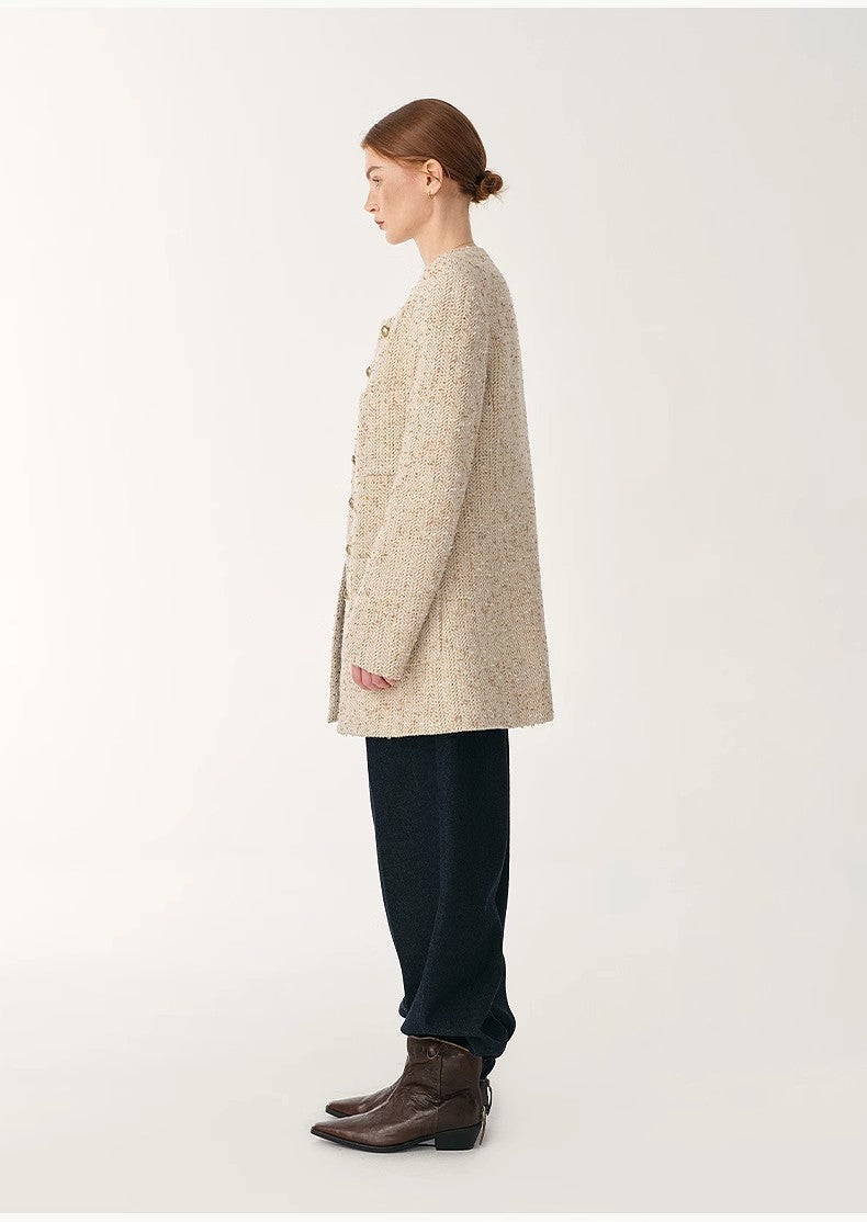 Heavy Wool Tweed Slim Jacket