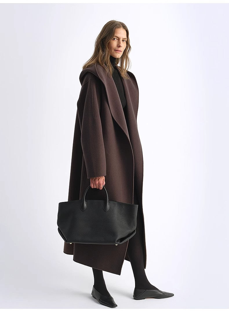 "Magic World" Hooded Cashmere Australian Wool Double-Faced Wool Coat