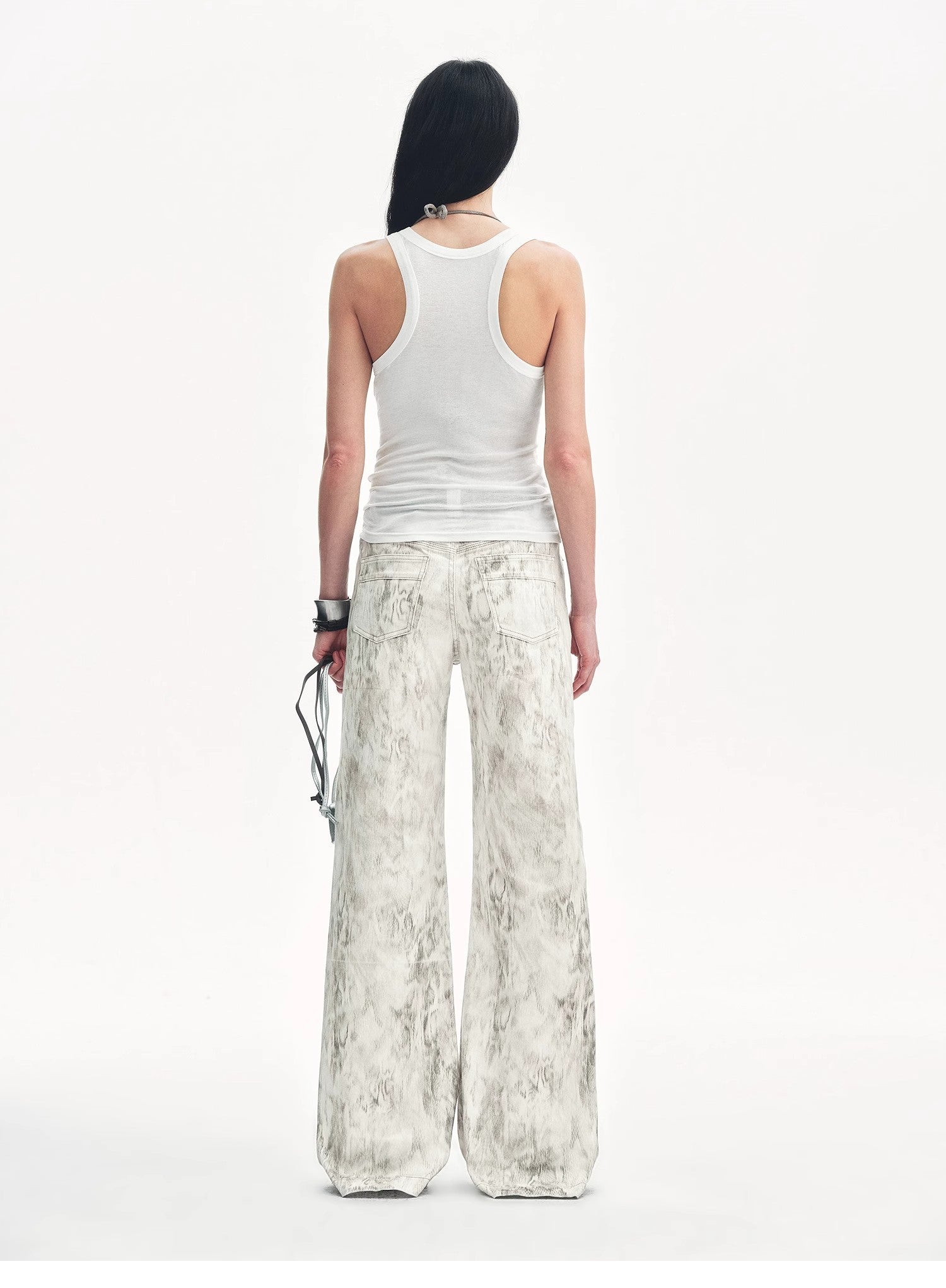 "Phantom" Snake Print Flared Denim