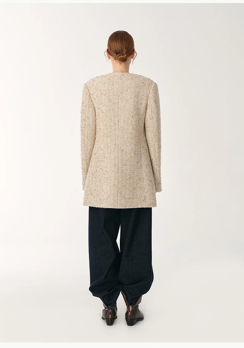 Heavy Wool Tweed Slim Jacket