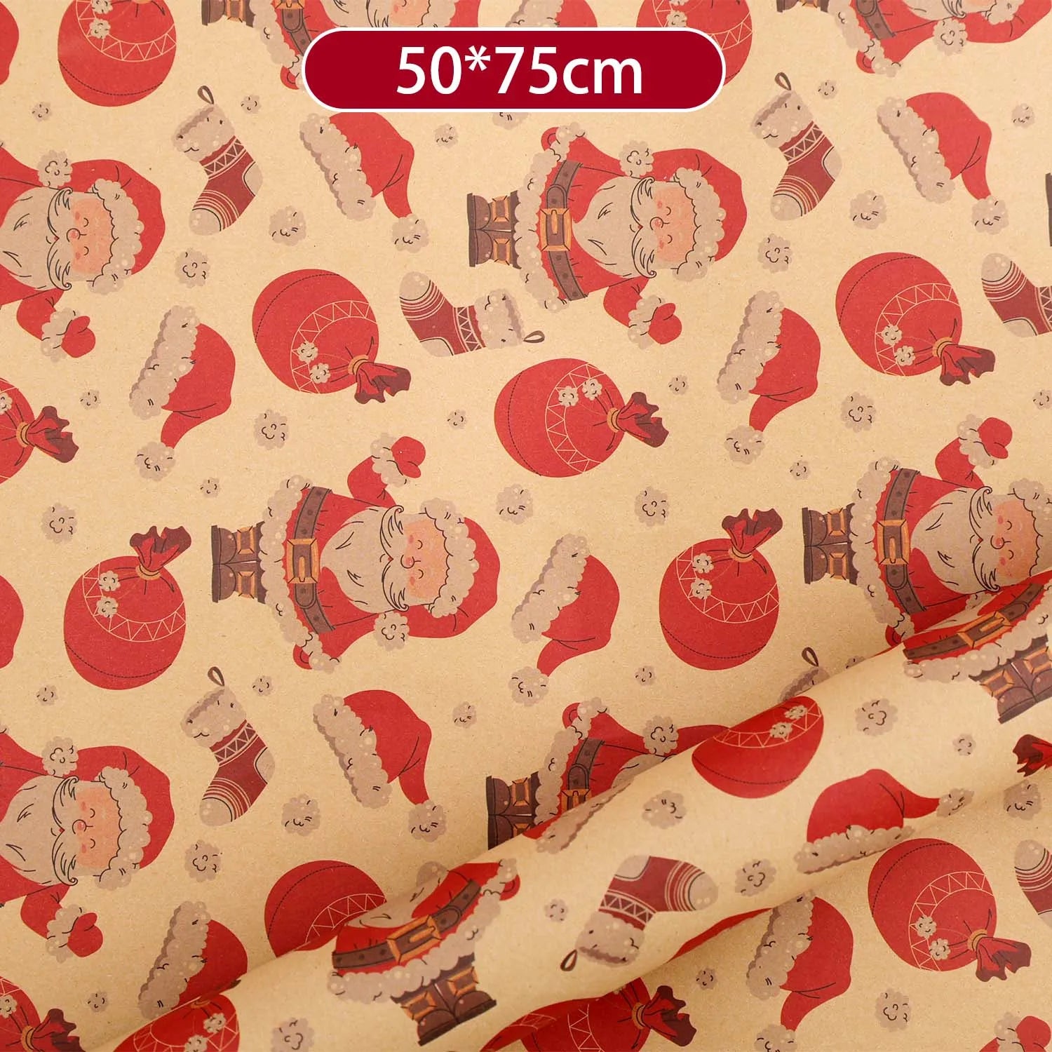 Christmas Kraft Wrapping Paper Roll – Single Sheet or 6-Pack Assorted Styles, Vintage Holiday Gift Wrap with Santa, Reindeer & Christmas Tree Prints