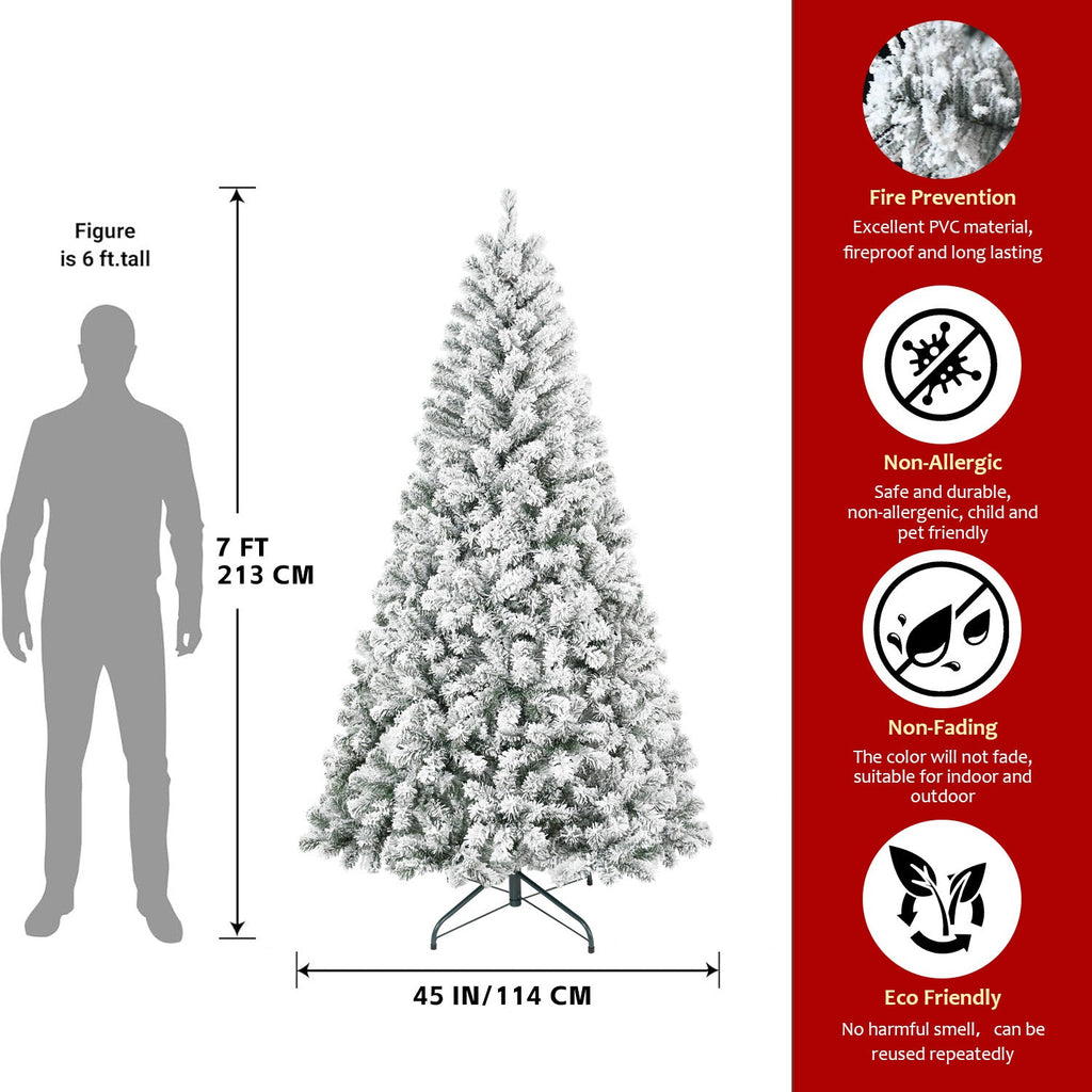 4ft Flocked Christmas Tree – Snowy White PVC Artificial Tree with 233 Tips and Sturdy Metal Stand, Compact Full Design for Small Spaces