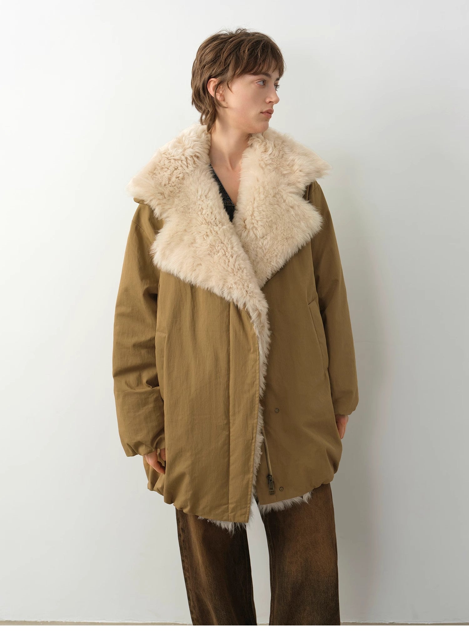 "Modern Introduction" Detachable Toka Fur Collar Fur Parka Coat