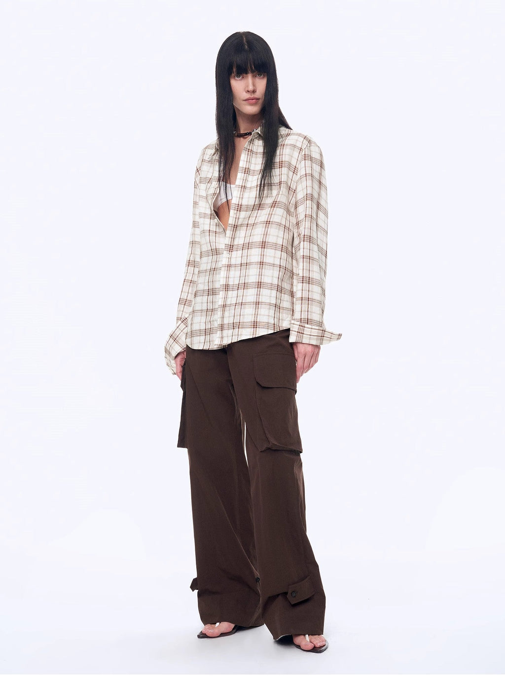 "Plaid Sketch" Linen Two-Piece Set