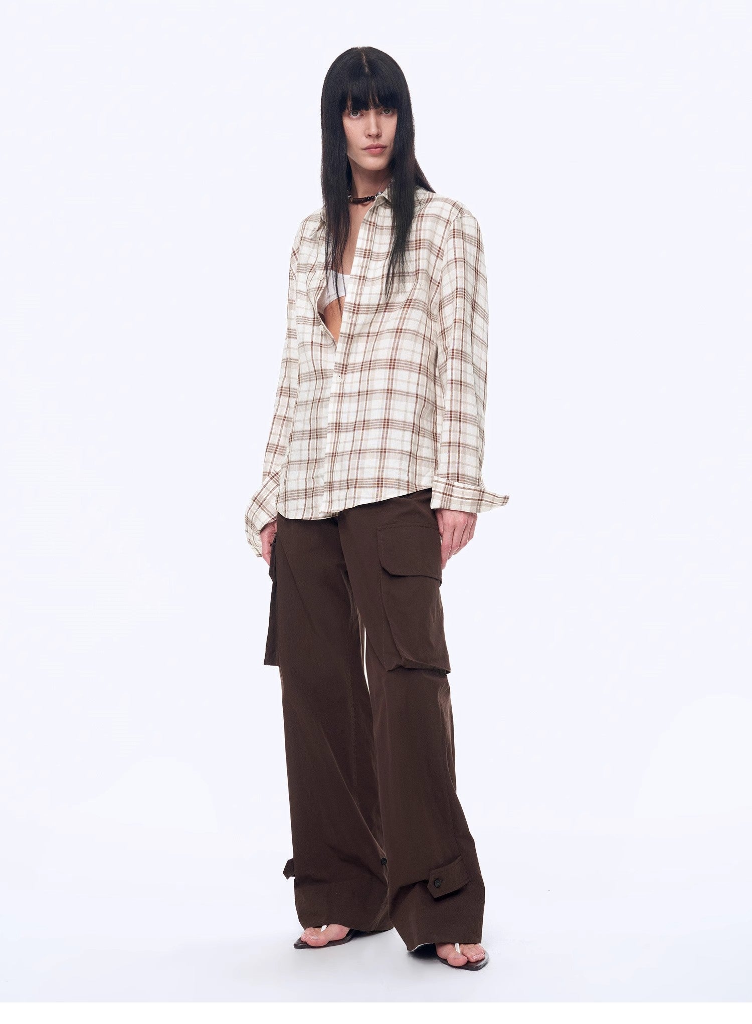 "Plaid Sketch" Linen Two-Piece Set