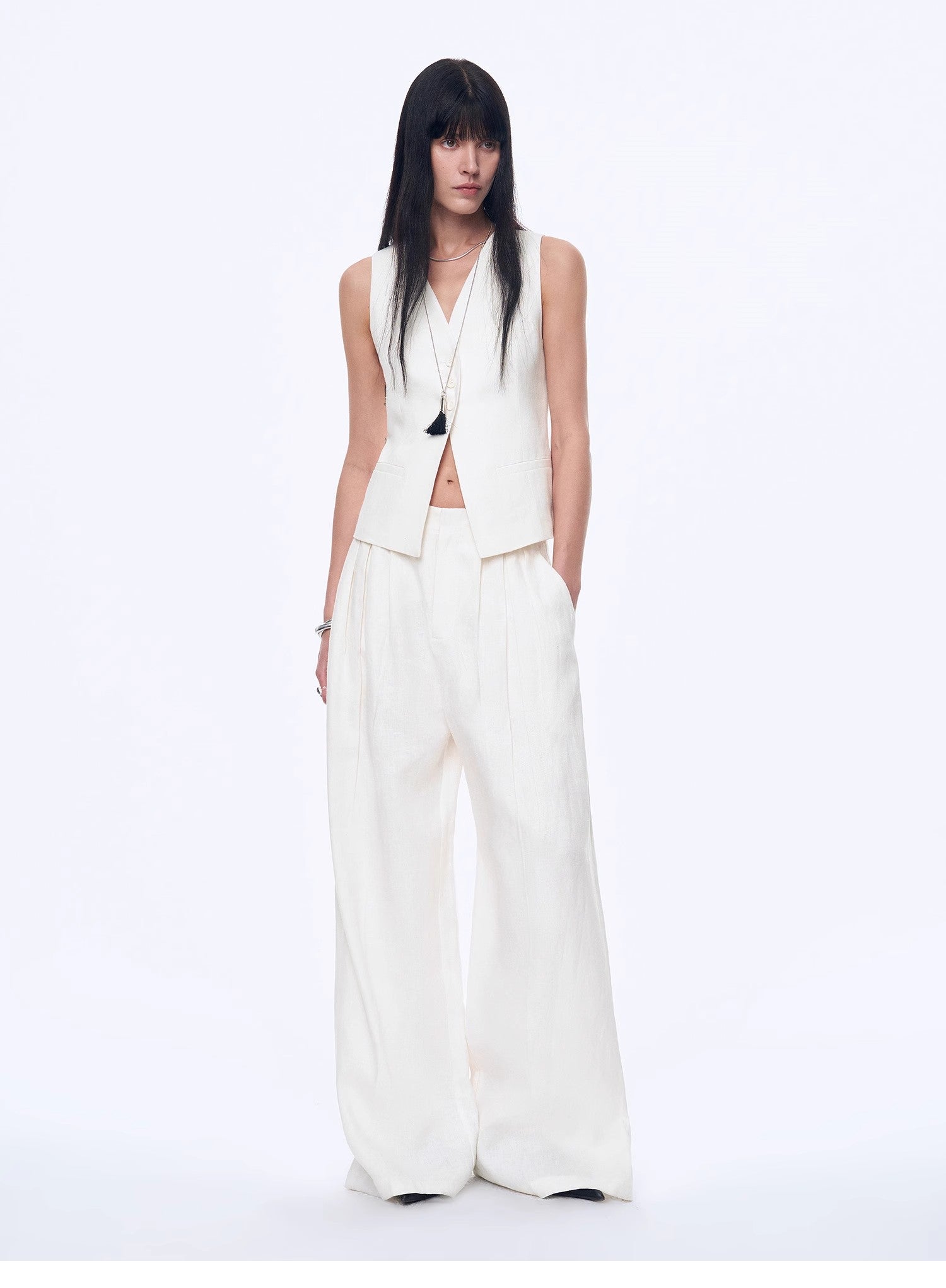 "Old Money" Linen Draped Vest and Trousers Suit