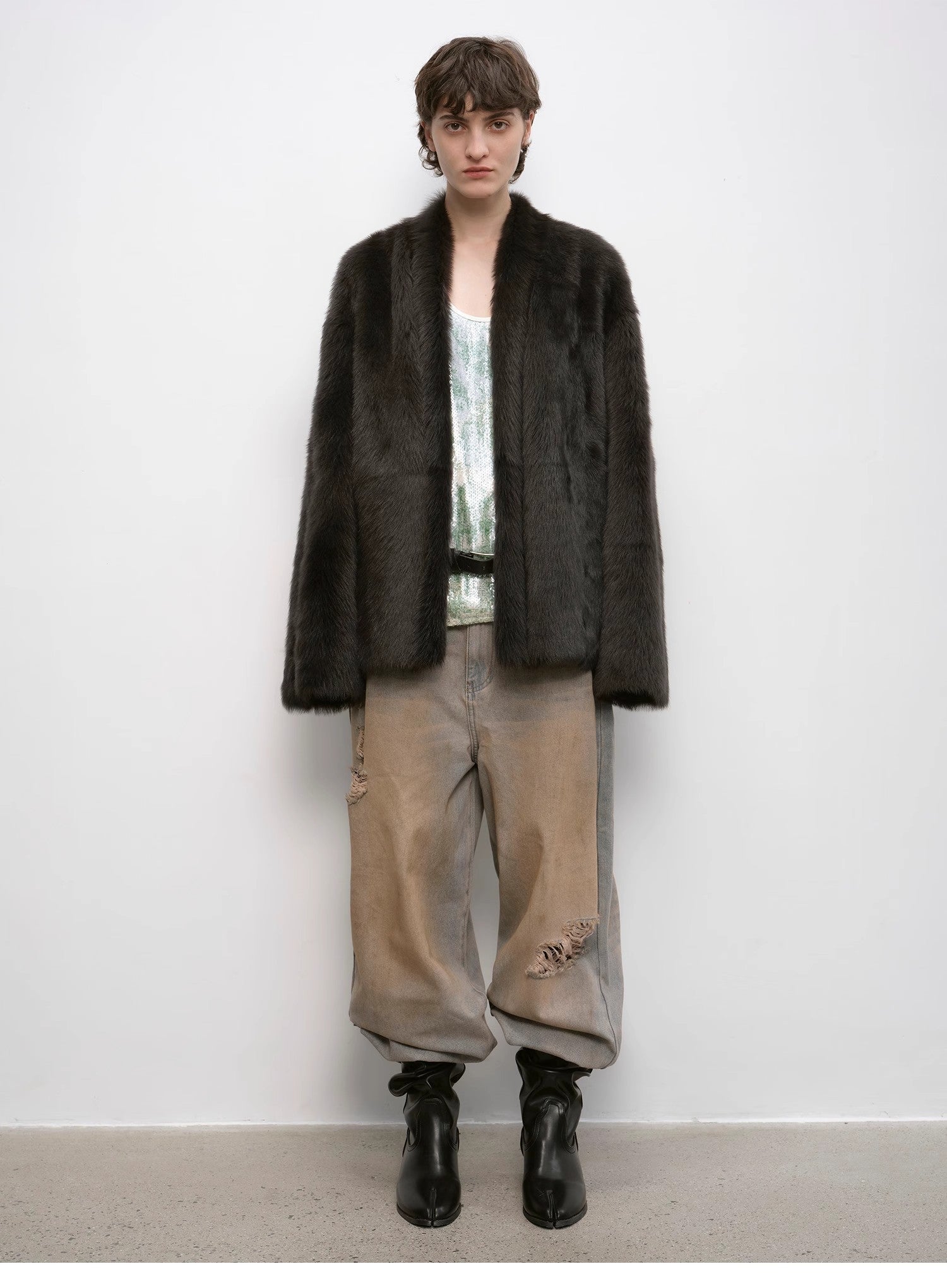 "Winter Love Island" Long Hanging Straight Collar Tuscan Fur Coat