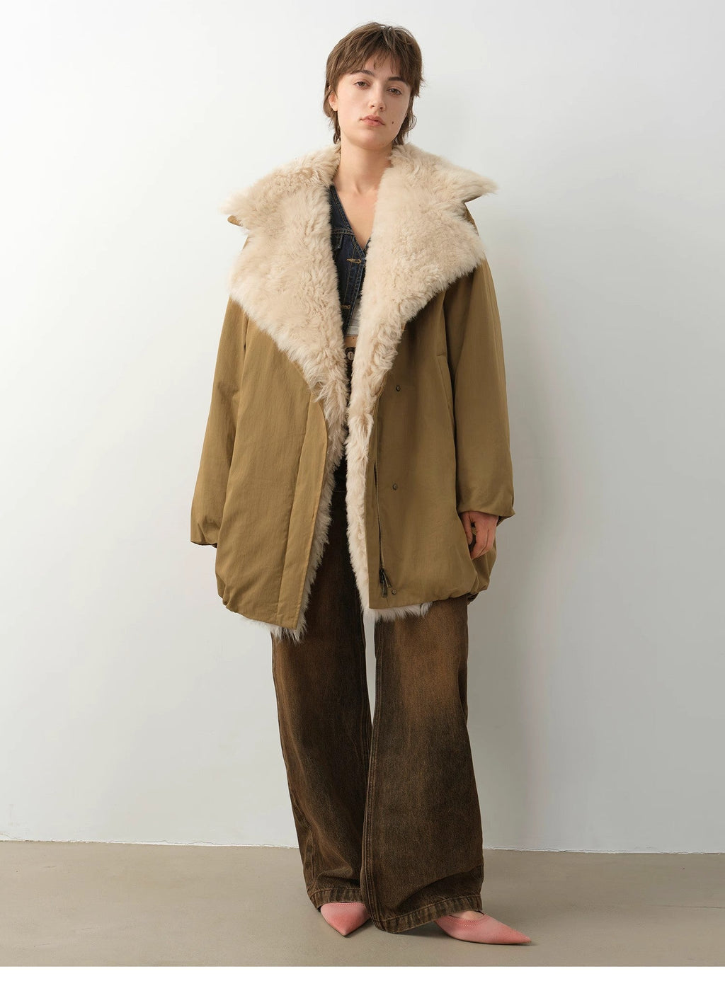 "Modern Introduction" Detachable Toka Fur Collar Fur Parka Coat