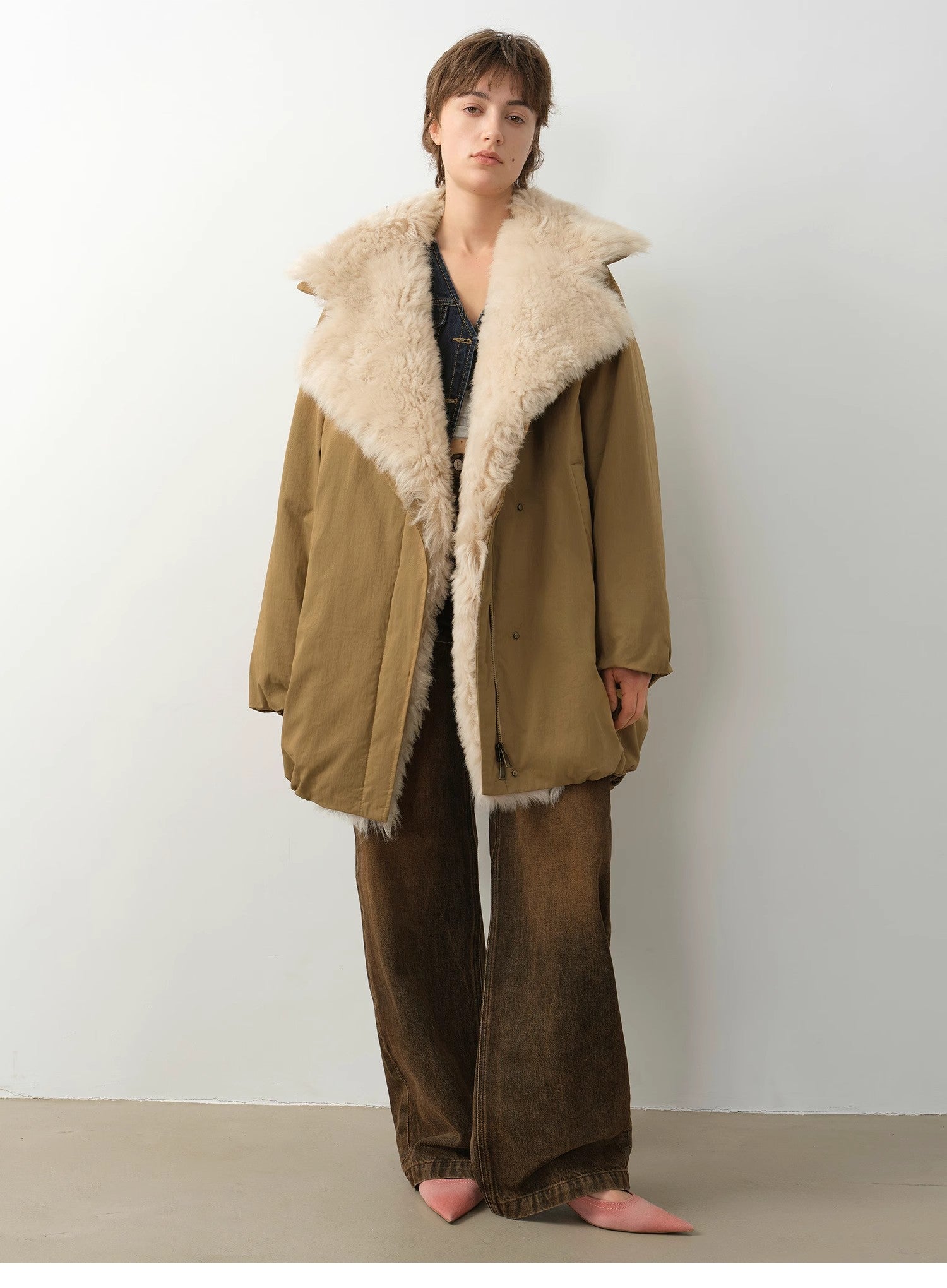 "Modern Introduction" Detachable Toka Fur Collar Fur Parka Coat
