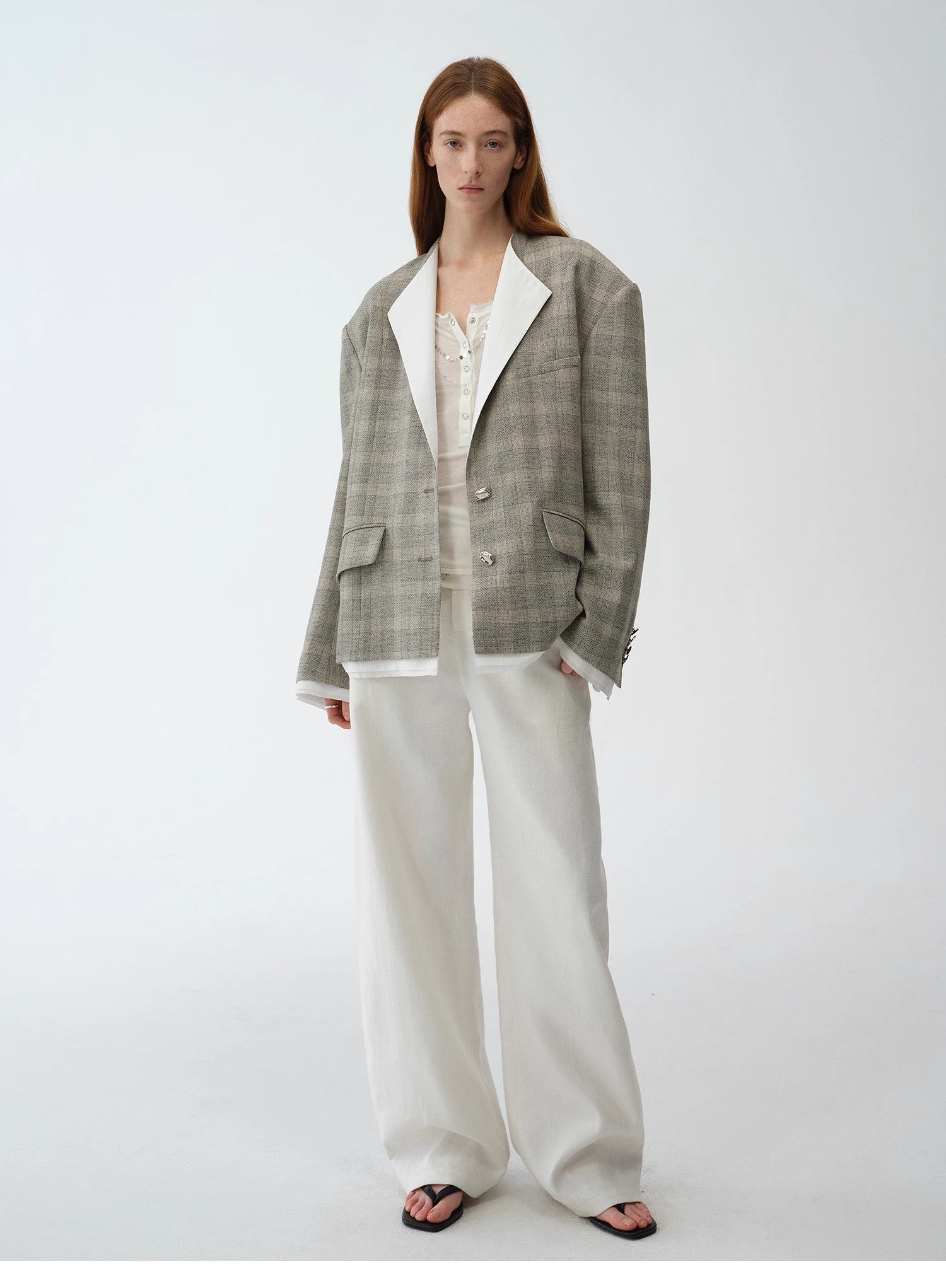 "London Diary" Contrasting Lapel Wool Blazer