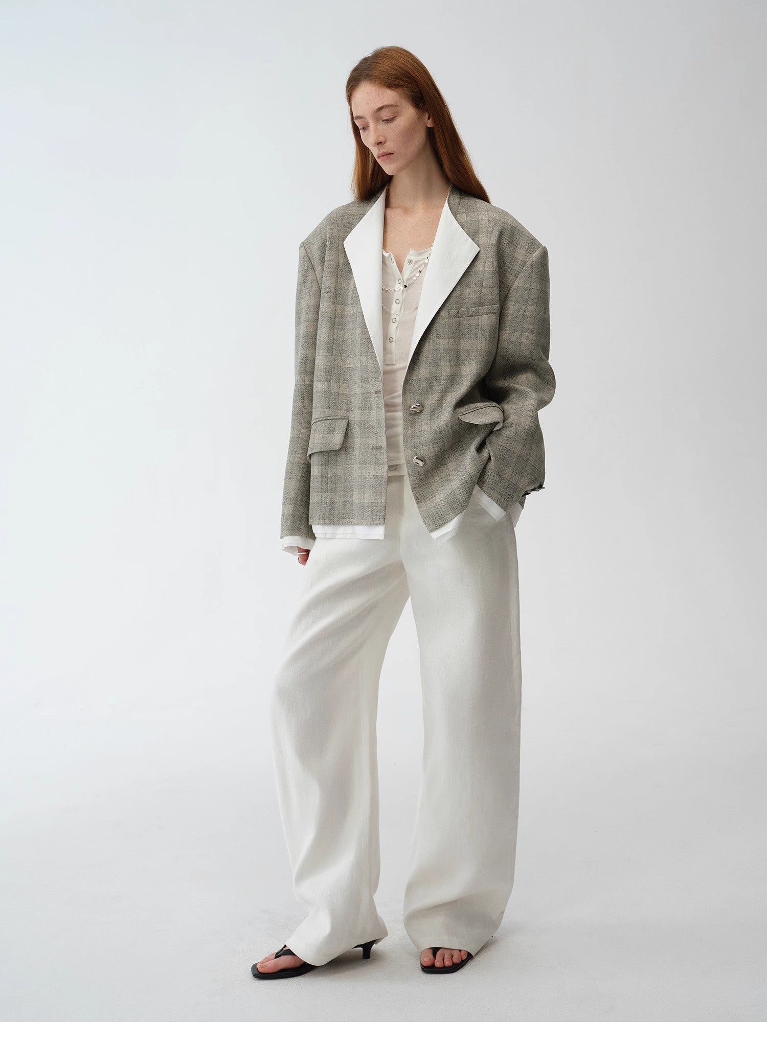 "London Diary" Contrasting Lapel Wool Blazer