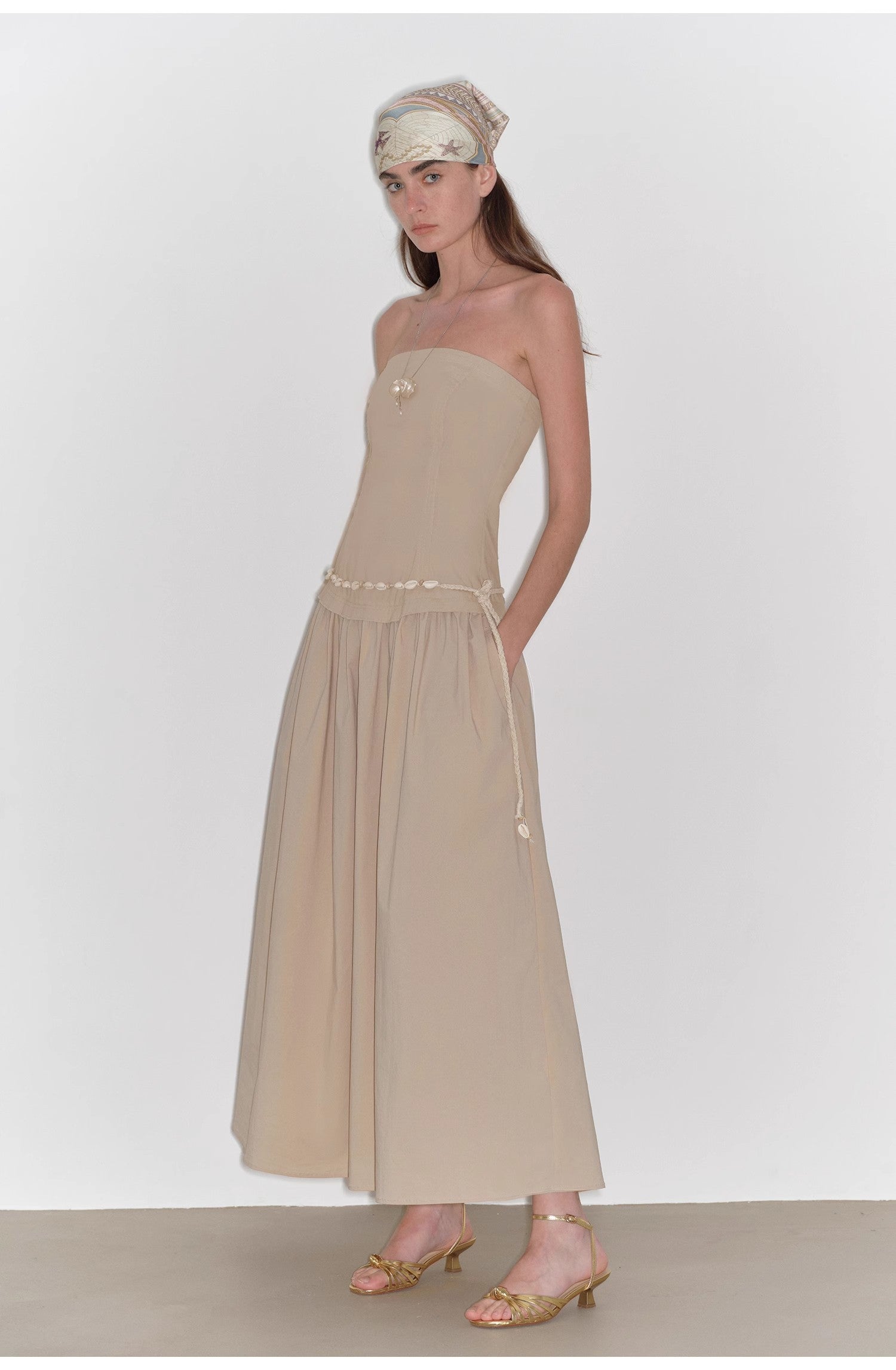 "Summer Formula" Bust-Wrapped Long-Waisted Dress