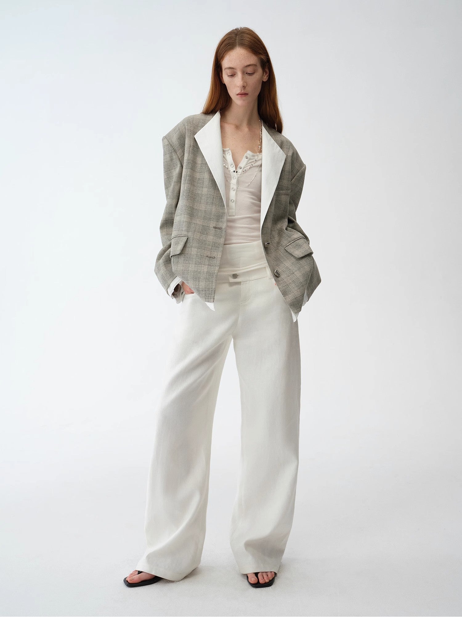 "London Diary" Contrasting Lapel Wool Blazer