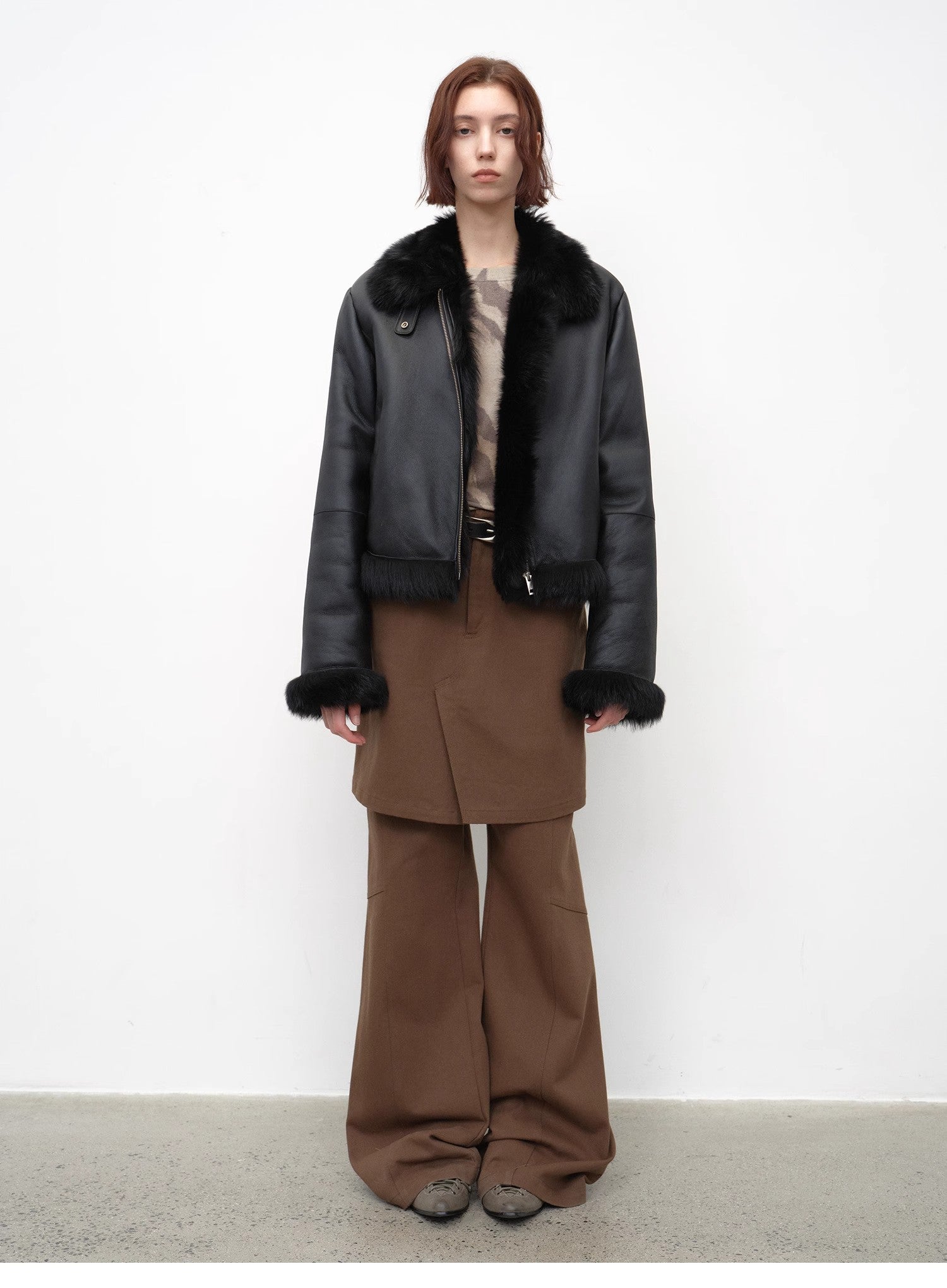 "Luxury and Elegance" Motorcycle Sheepskin Short Fur Coat