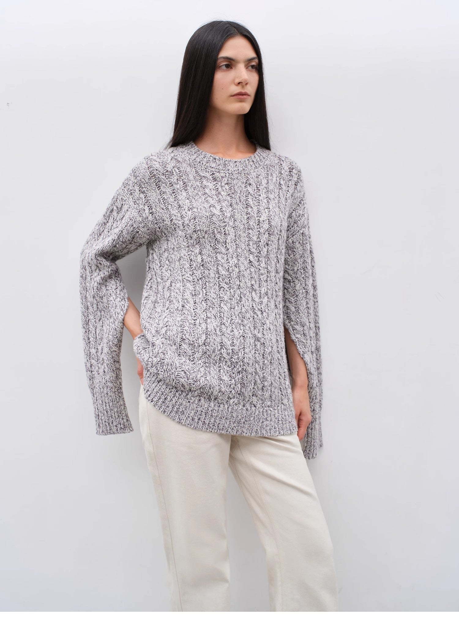 "Thousand Islands Forest Club" Wool Blend Wide Shoulder Sweater