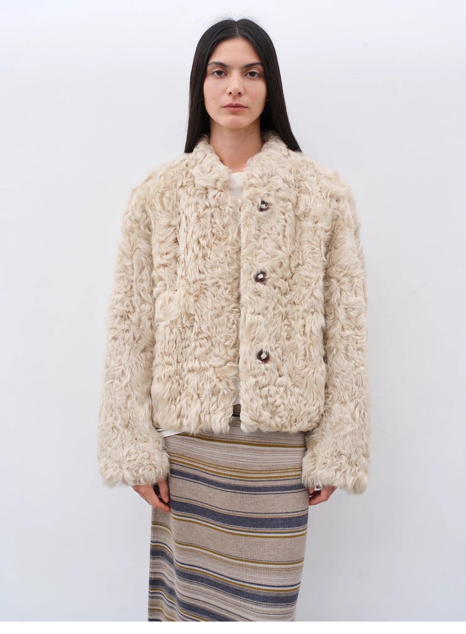 "Little Bear's Thoughts" Sheepskin Wool Coat