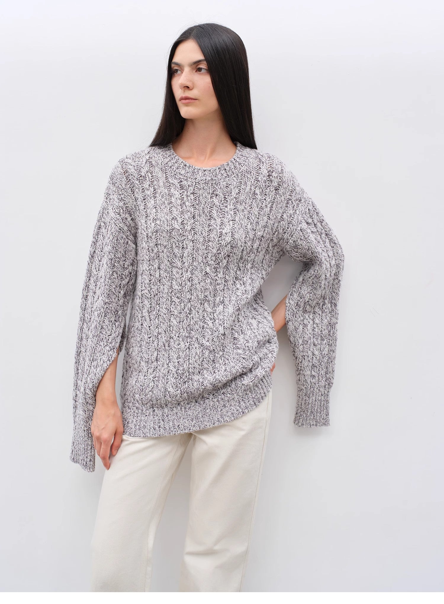 "Thousand Islands Forest Club" Wool Blend Wide Shoulder Sweater