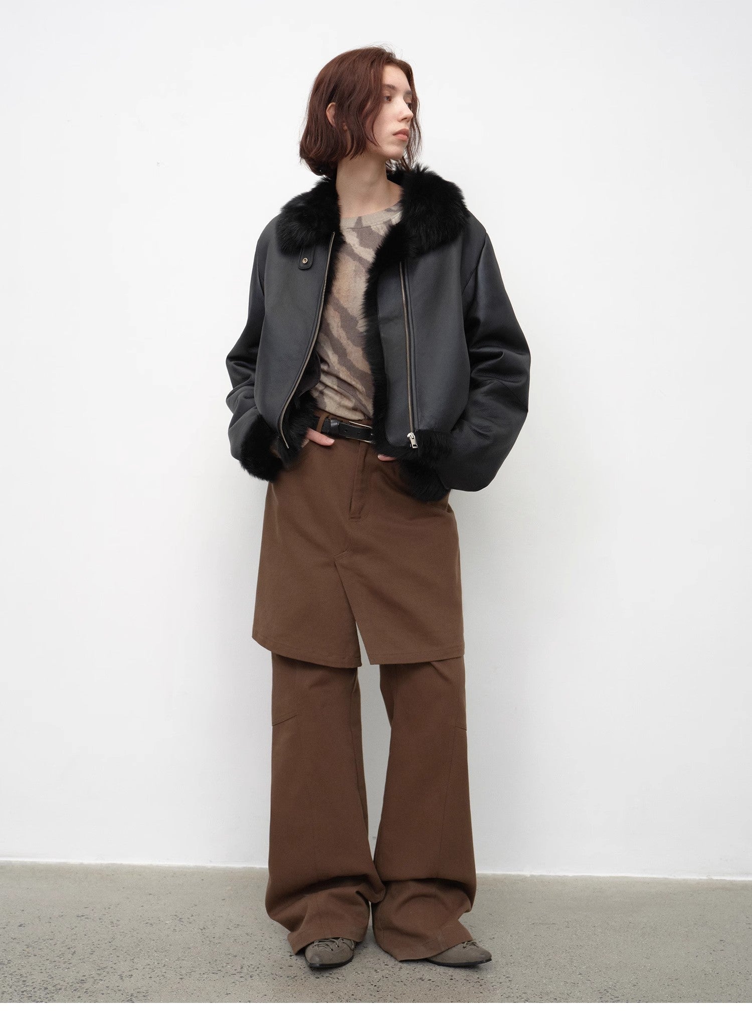 "Luxury and Elegance" Motorcycle Sheepskin Short Fur Coat