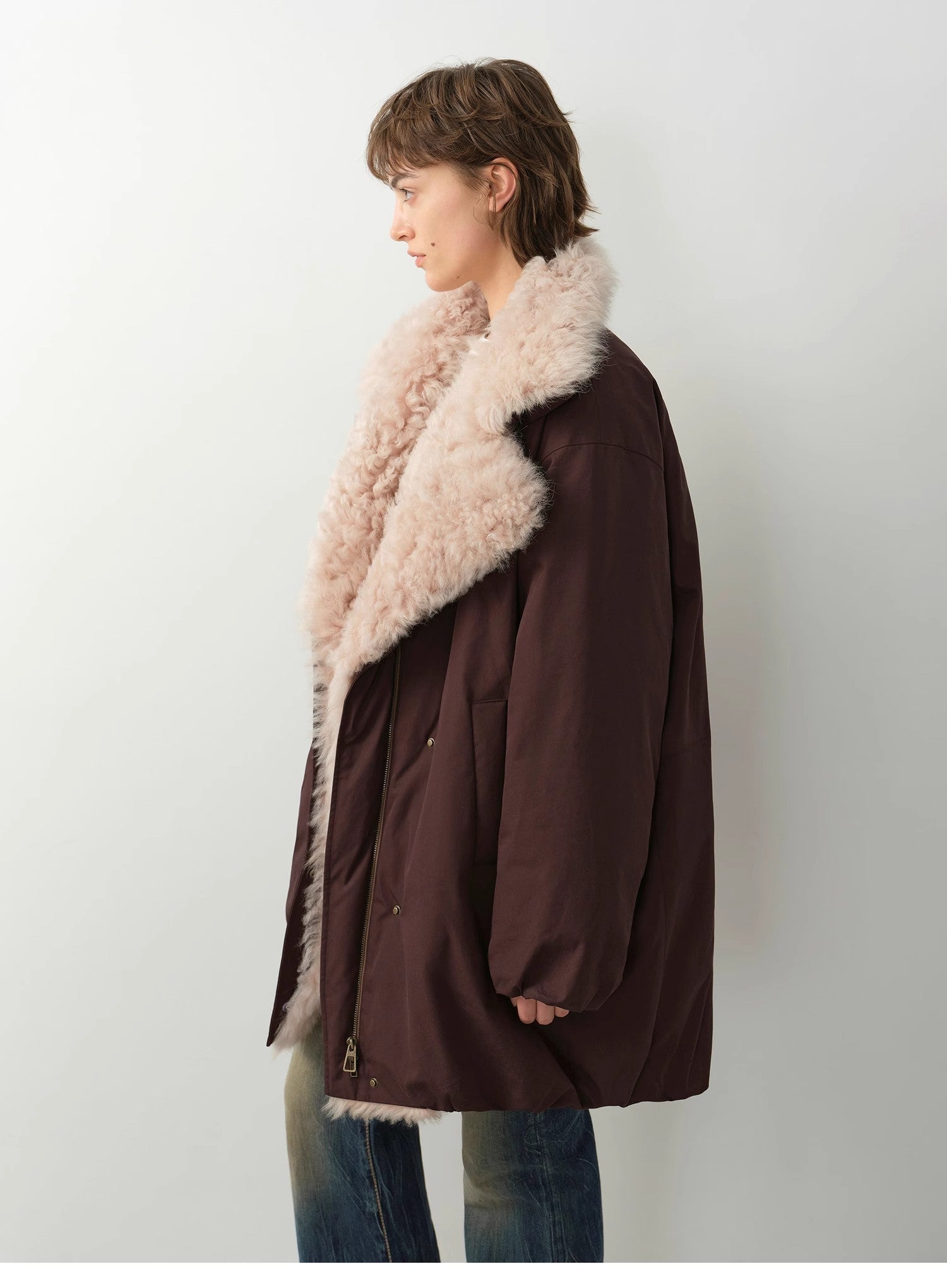 "Modern Introduction" Detachable Toka Fur Collar Fur Parka Coat