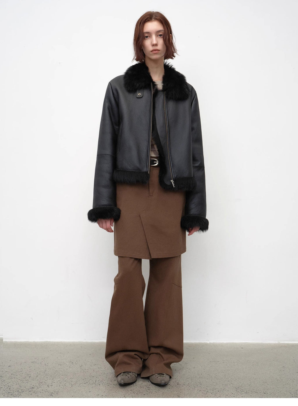 "Luxury and Elegance" Motorcycle Sheepskin Short Fur Coat