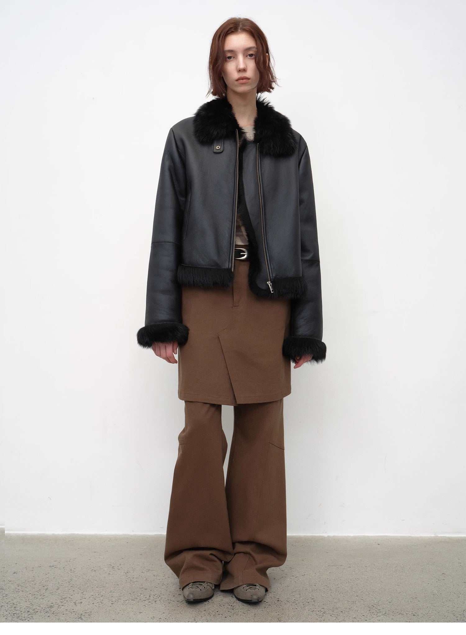"Luxury and Elegance" Motorcycle Sheepskin Short Fur Coat
