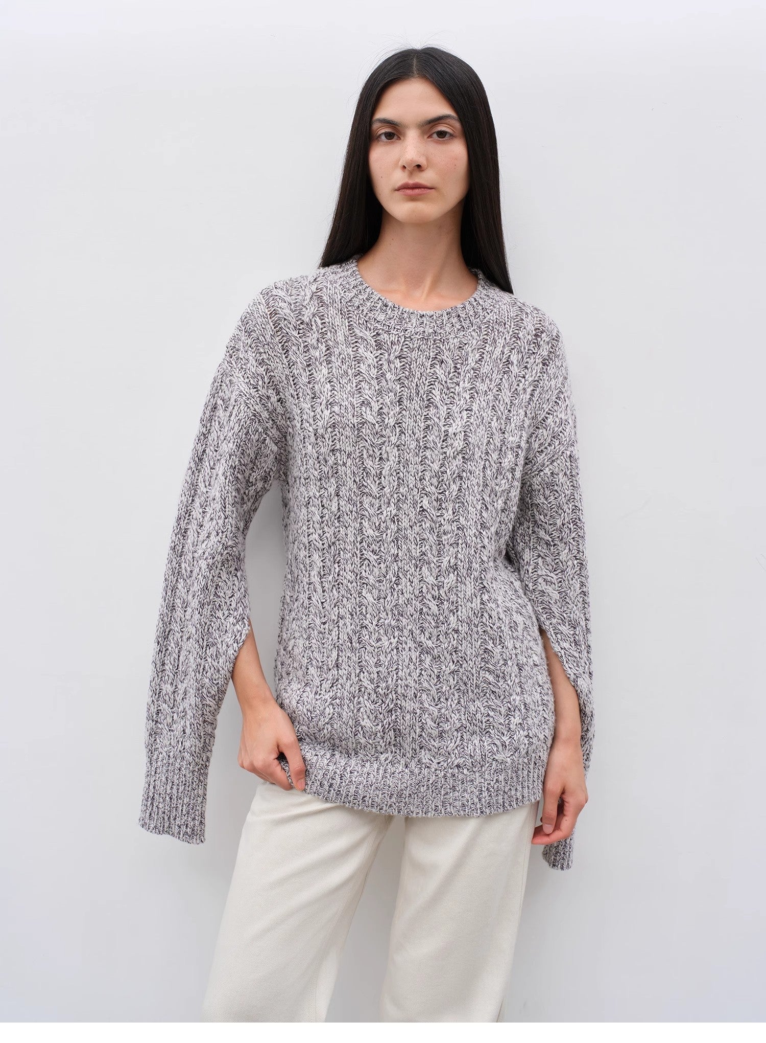 "Thousand Islands Forest Club" Wool Blend Wide Shoulder Sweater