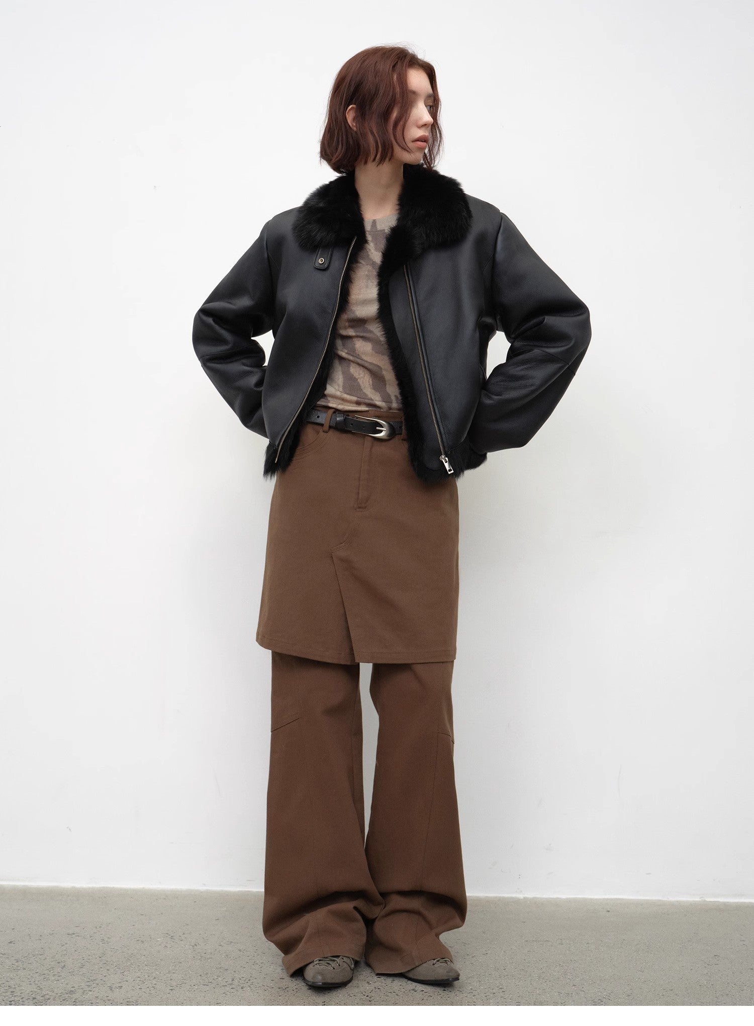 "Luxury and Elegance" Motorcycle Sheepskin Short Fur Coat