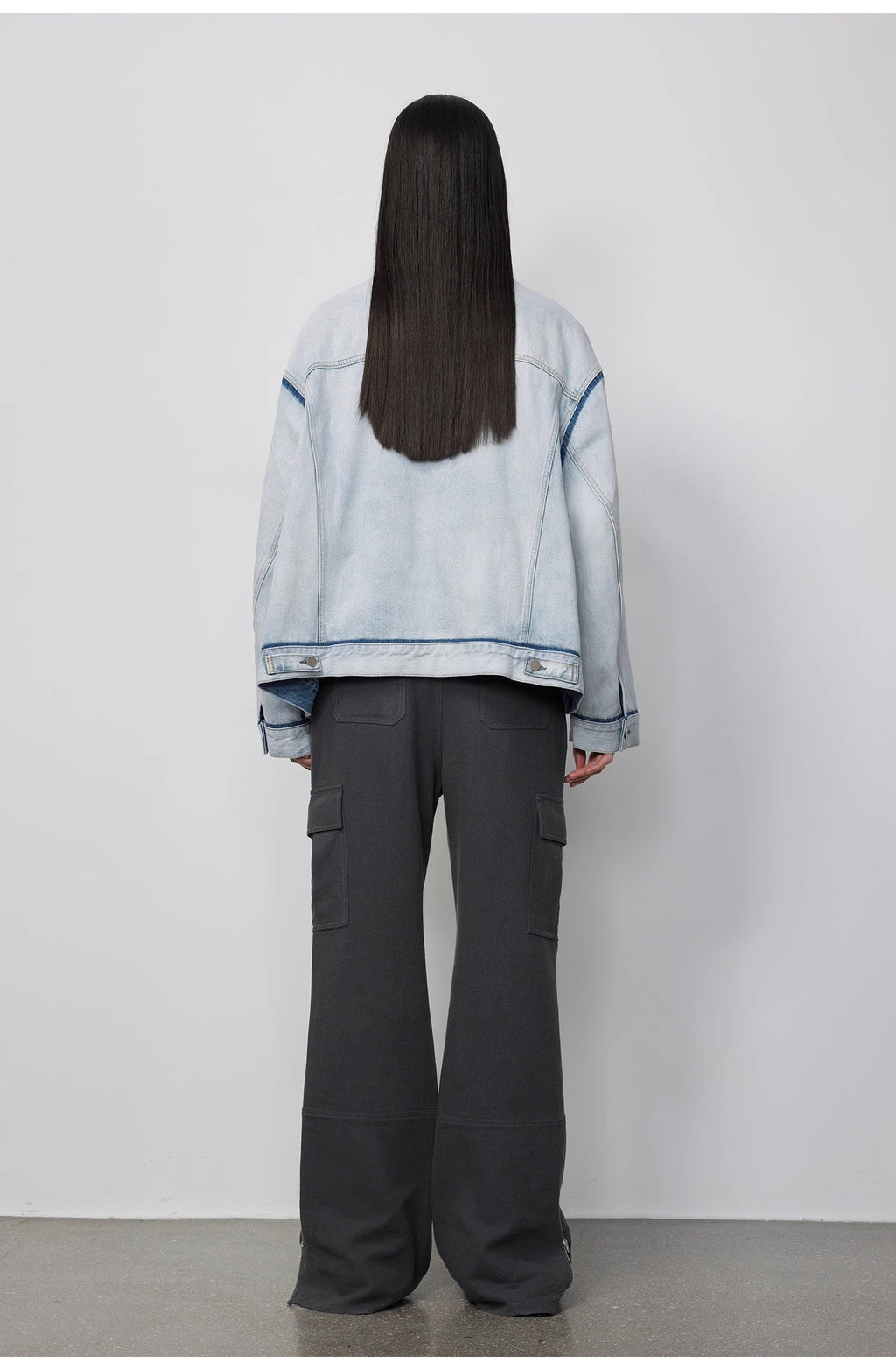 "Starry Sky Market" Classic Washed Cotton Collarless Denim Jacket