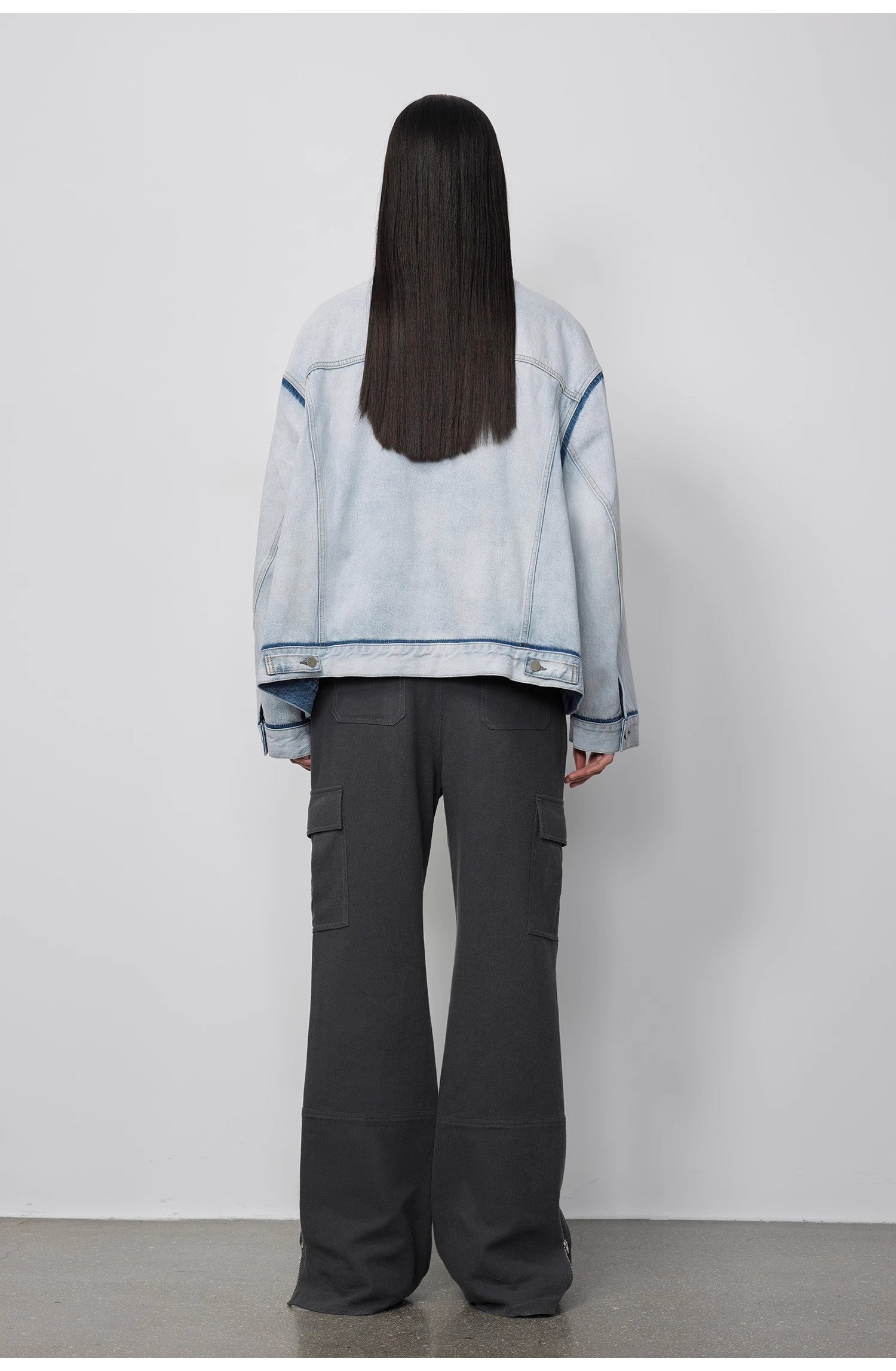 "Starry Sky Market" Classic Washed Cotton Collarless Denim Jacket
