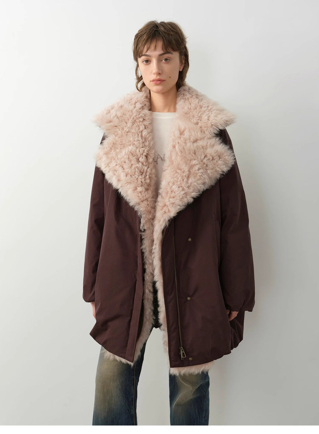 "Modern Introduction" Detachable Toka Fur Collar Fur Parka Coat