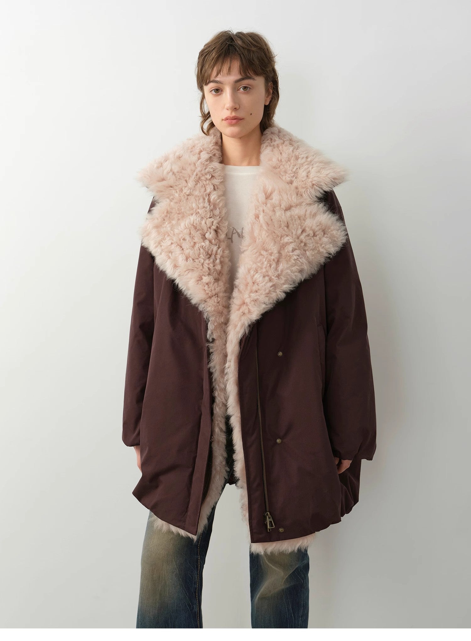 "Modern Introduction" Detachable Toka Fur Collar Fur Parka Coat