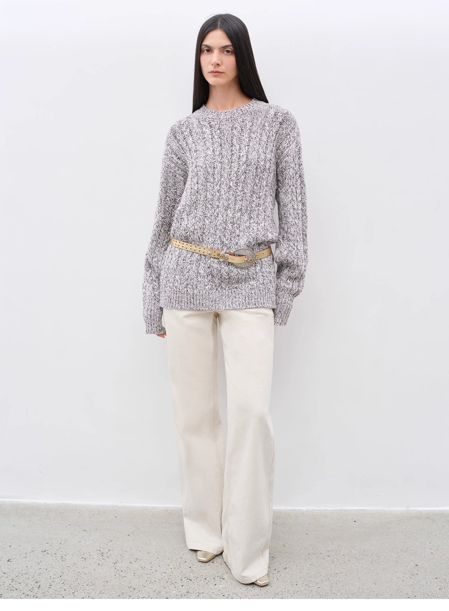 "Thousand Islands Forest Club" Wool Blend Wide Shoulder Sweater