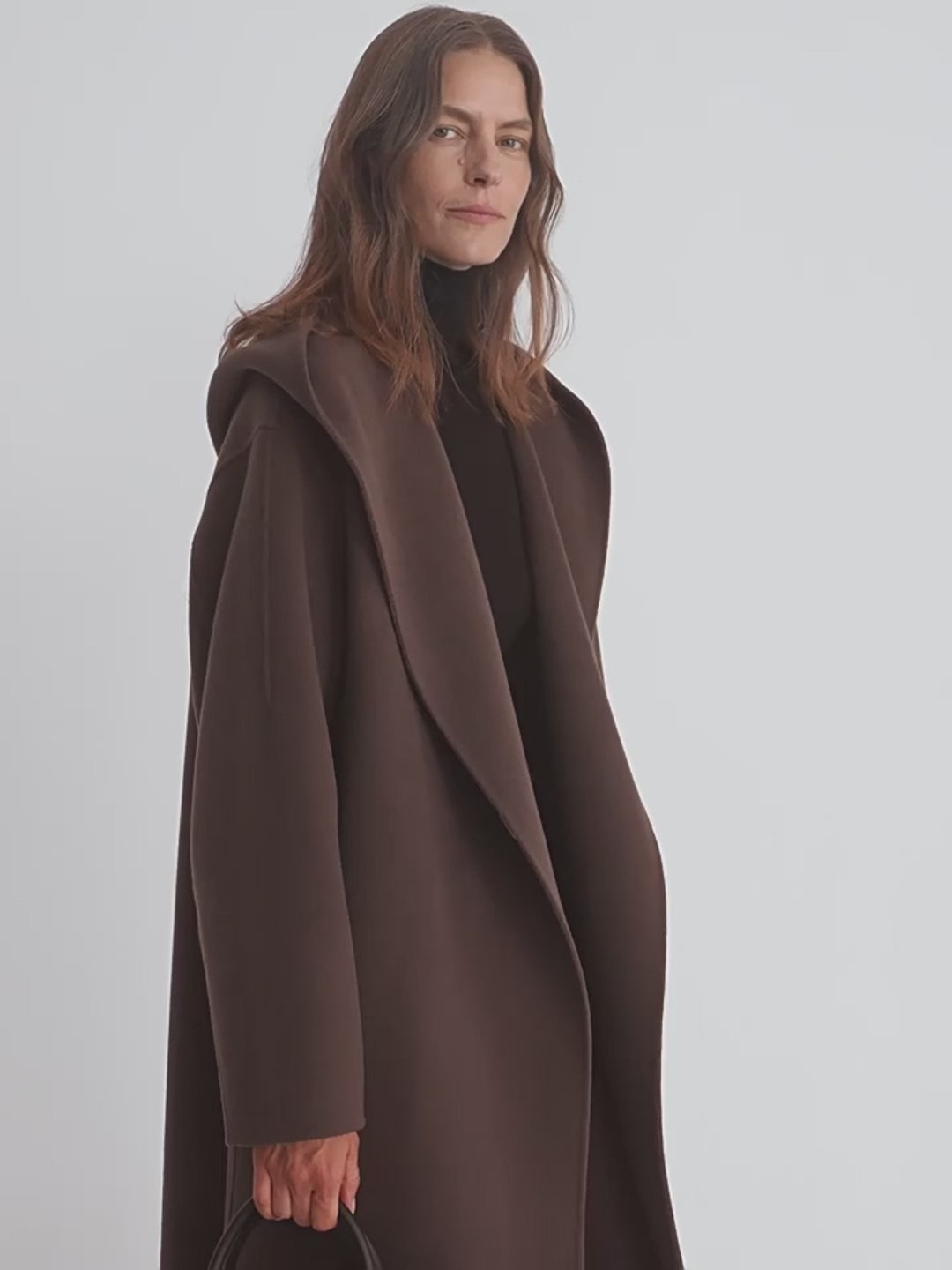 "Magic World" Hooded Cashmere Australian Wool Double-Faced Wool Coat