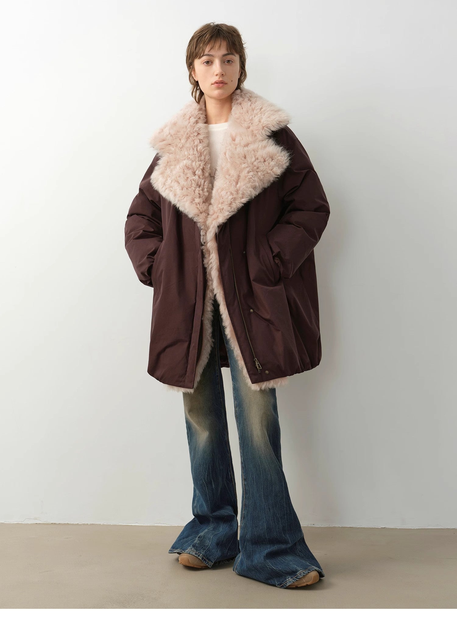 "Modern Introduction" Detachable Toka Fur Collar Fur Parka Coat