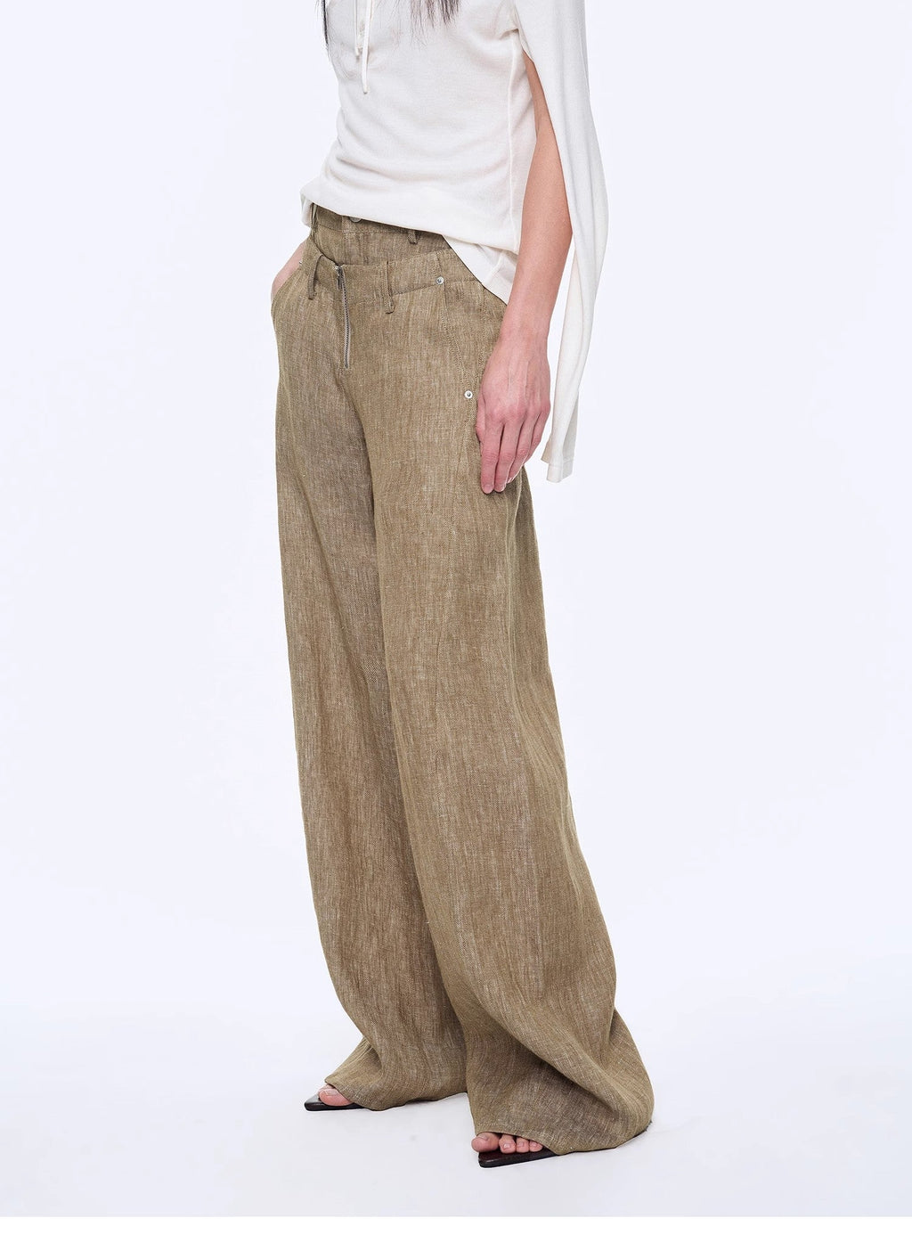 "Berlin Street" Double Waistband Linen Pants