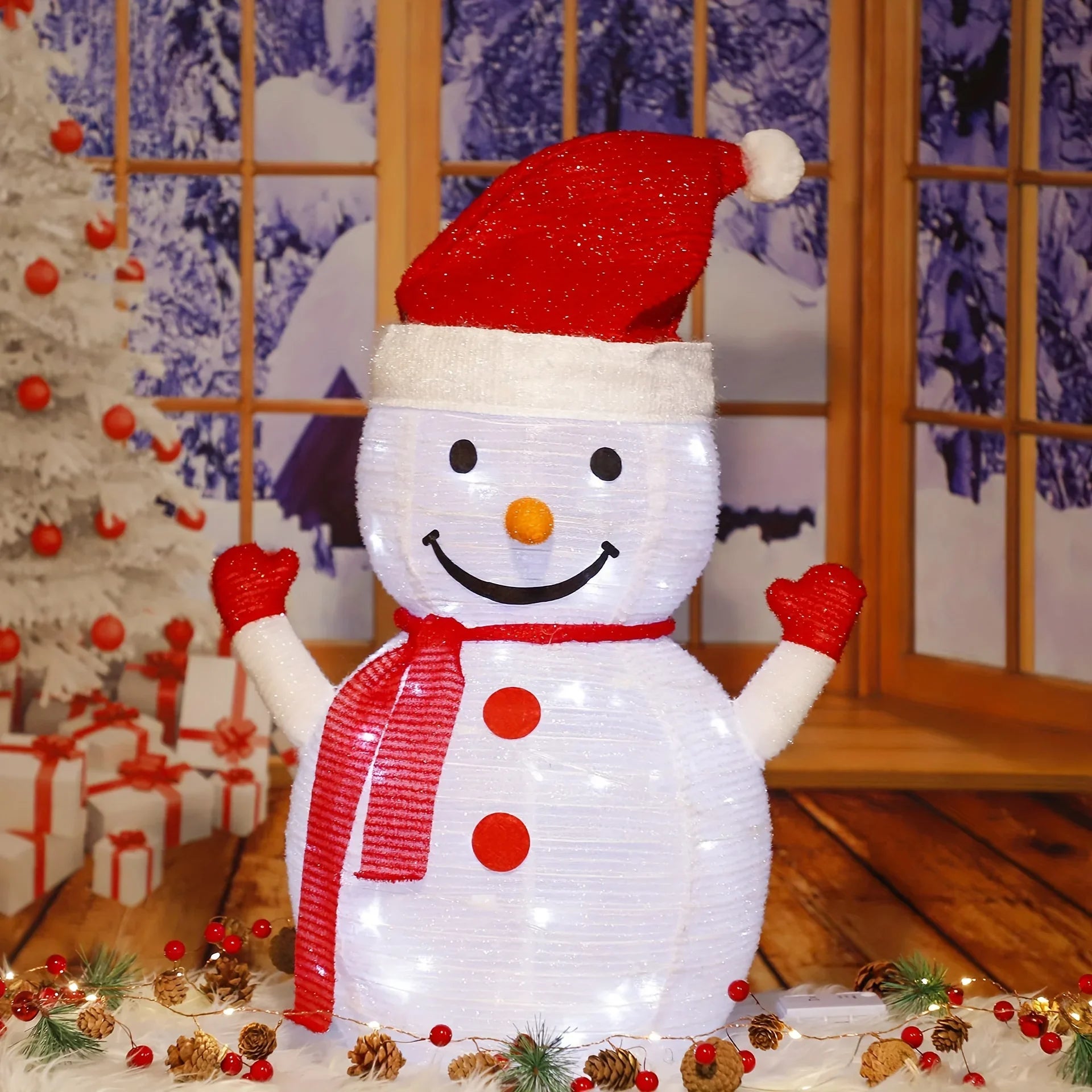 Light-Up Collapsible Snowman Christmas Decoration | LED Pop-Up Santa, Penguin & Snowman | Easy Fold Holiday Lawn & Indoor Decor