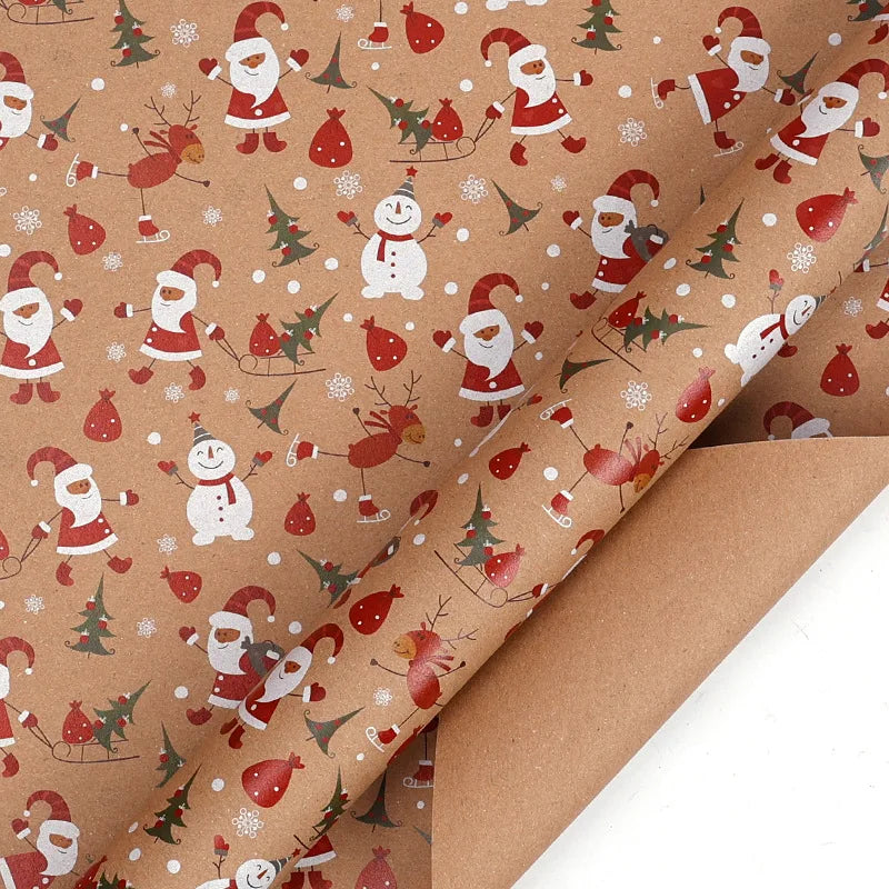 16 Different Assorted Styles Holiday Christmas Wrapping Paper Roll – Vintage Kraft Paper with Santa, Snowflake & Reindeer Designs, Gift Wrap for Kids & Adults