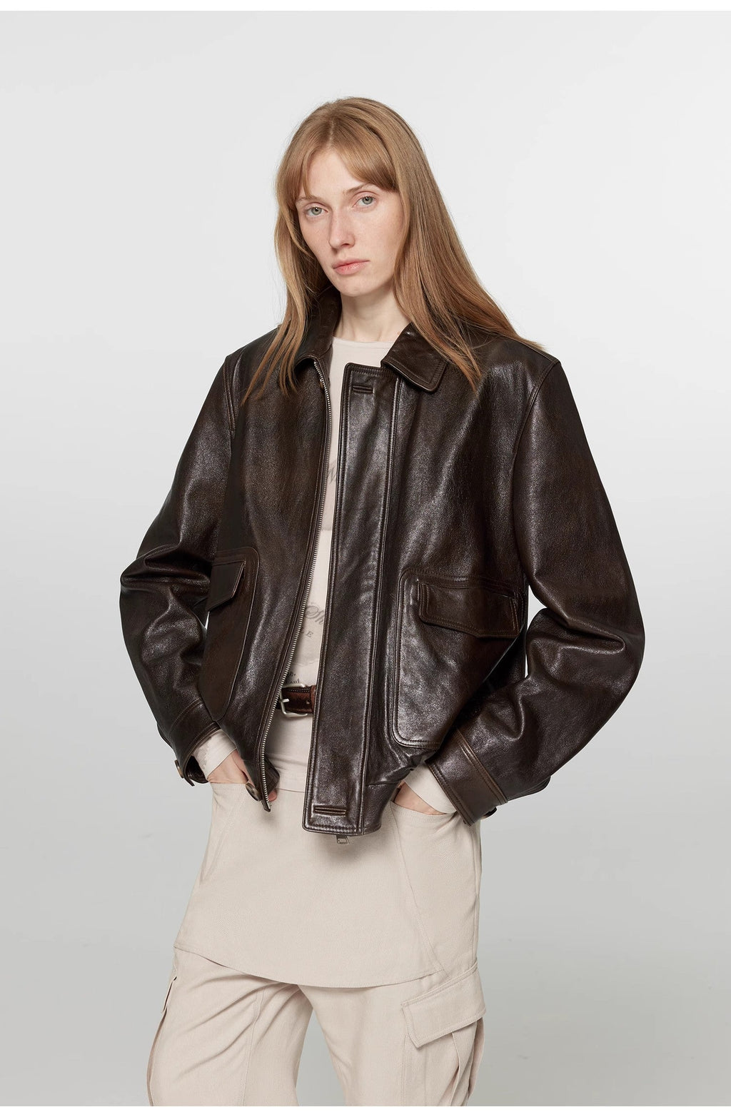 “South City Old Lane” Aviator Leather Jacket