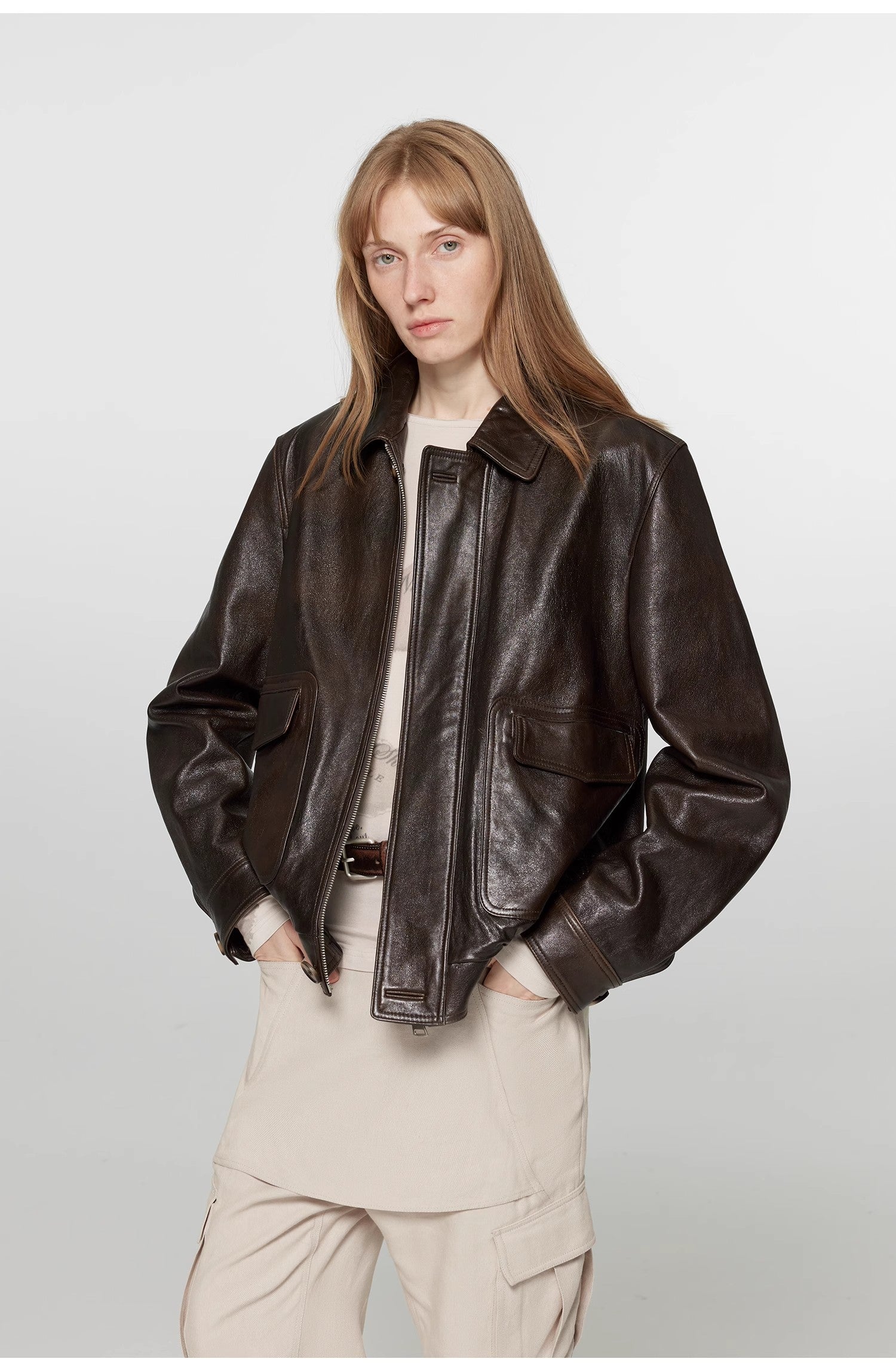 “South City Old Lane” Aviator Leather Jacket