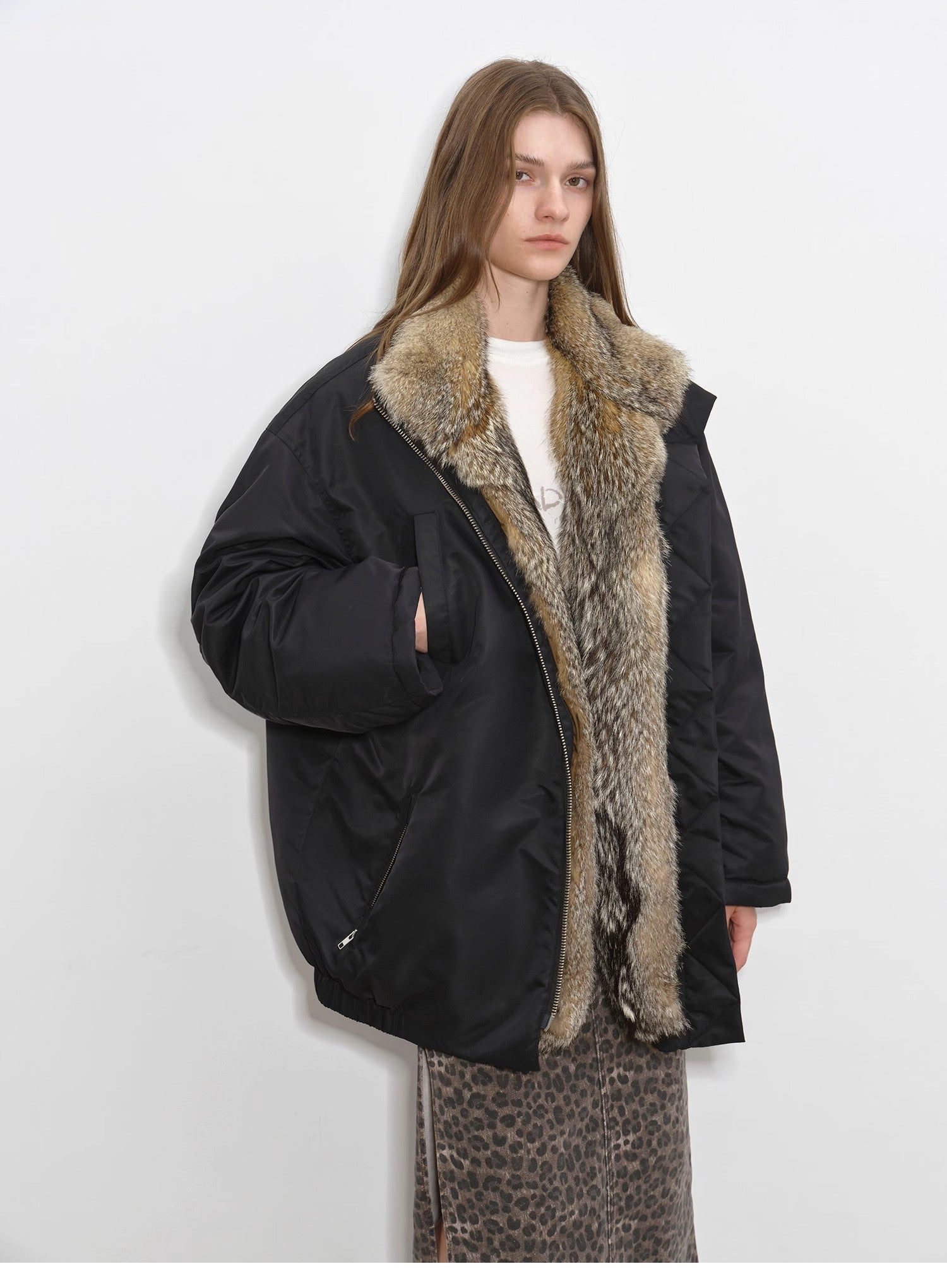 Warm and Fluffy Waterproof Fox Fur Collar Parka