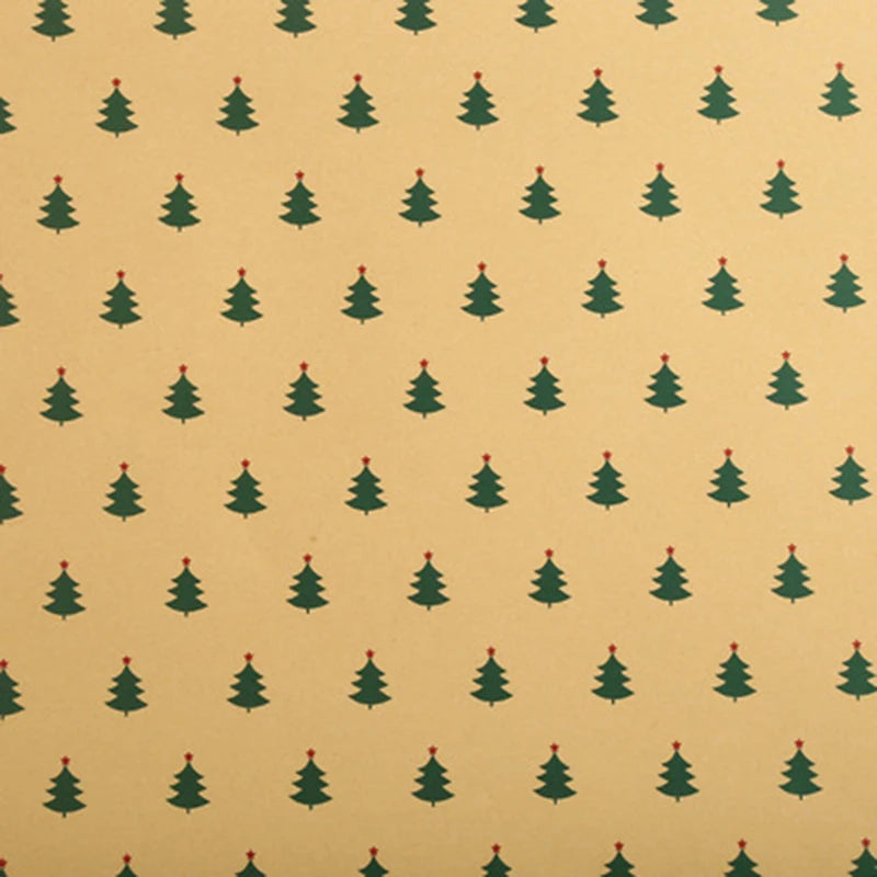 Christmas Kraft Wrapping Paper Roll – Yellow Cowhide Holiday Gift Wrap, 10 Different Styles Reindeer, Candy Cane, Tree, Snowflake Designs, etc