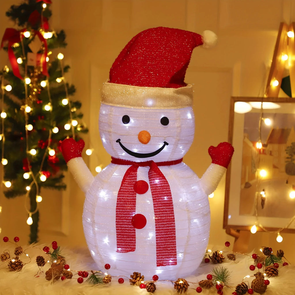 Light-Up Collapsible Snowman Christmas Decoration | LED Pop-Up Santa, Penguin & Snowman | Easy Fold Holiday Lawn & Indoor Decor