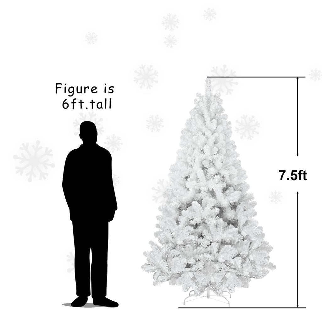 7ft White Artificial Christmas Tree – Full, Lush PVC Pine with Memory Wire Branches & Easy Assembly