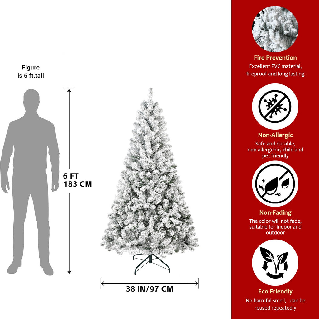 4ft Flocked Christmas Tree – Snowy White PVC Artificial Tree with 233 Tips and Sturdy Metal Stand, Compact Full Design for Small Spaces