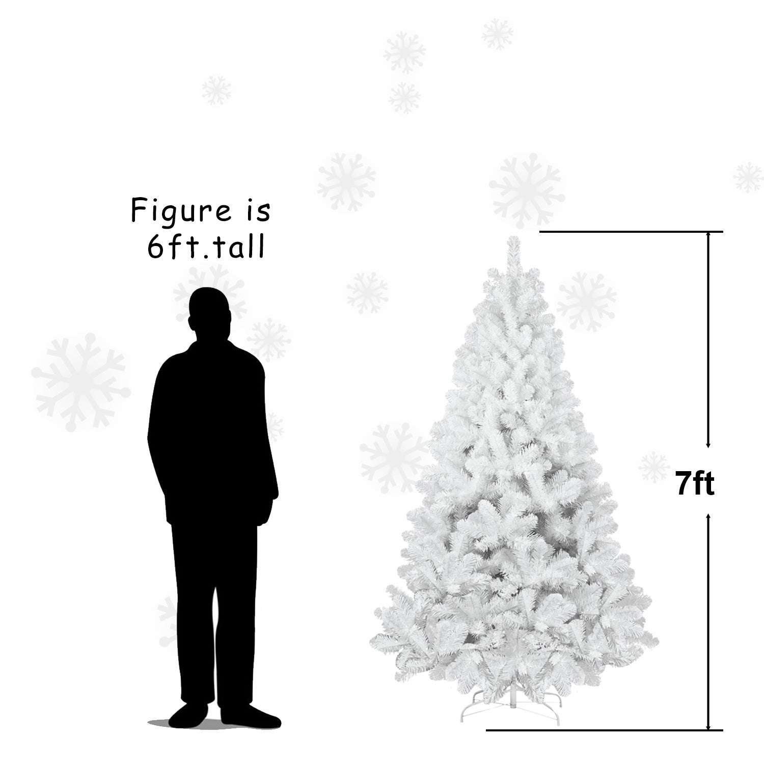 7ft White Artificial Christmas Tree – Full, Lush PVC Pine with Memory Wire Branches & Easy Assembly