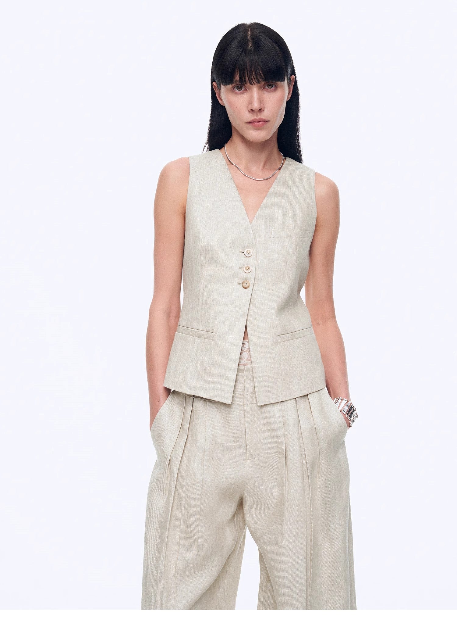"Old Money" Linen Draped Vest and Trousers Suit