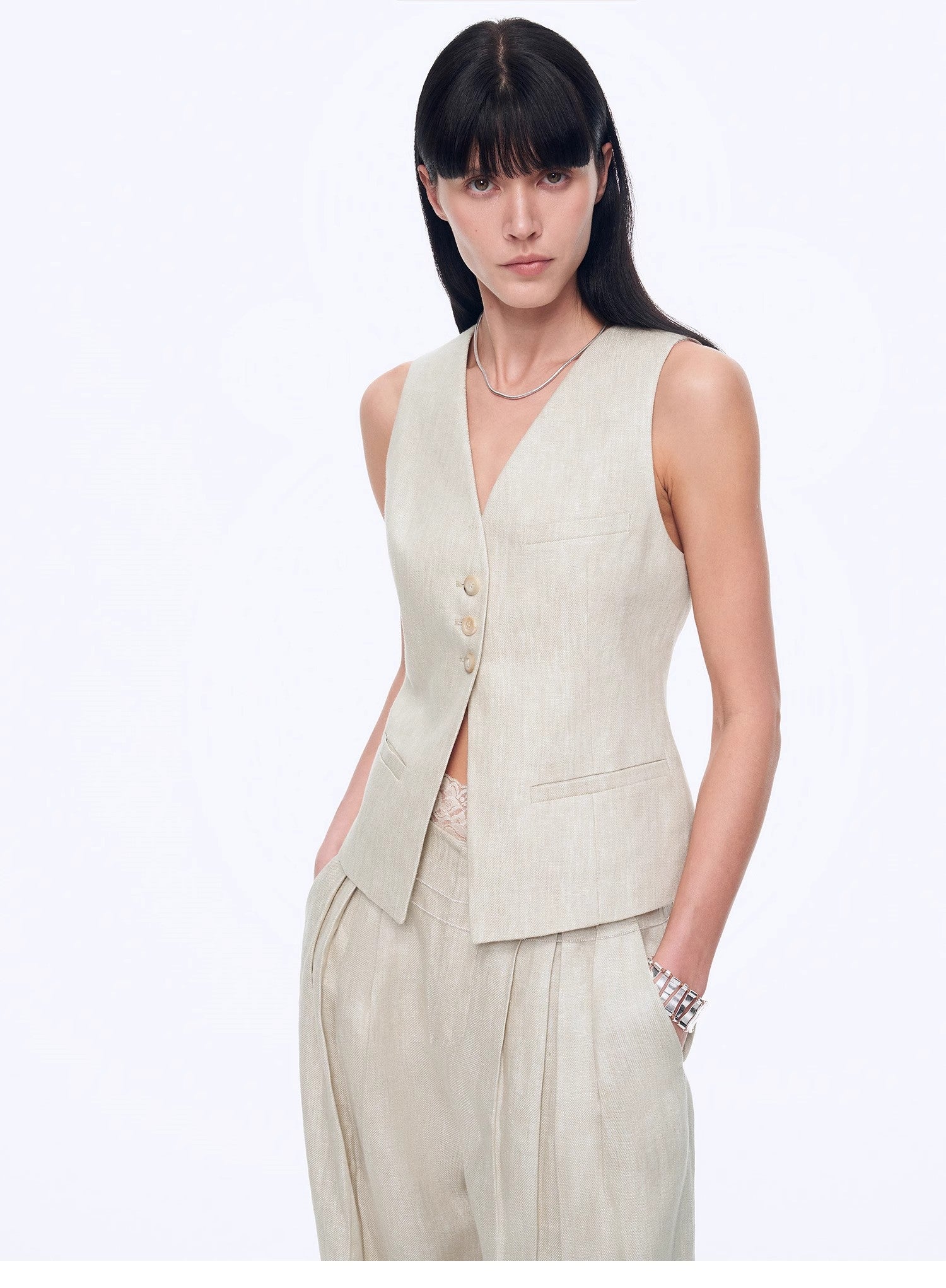 "Old Money" Linen Draped Vest and Trousers Suit