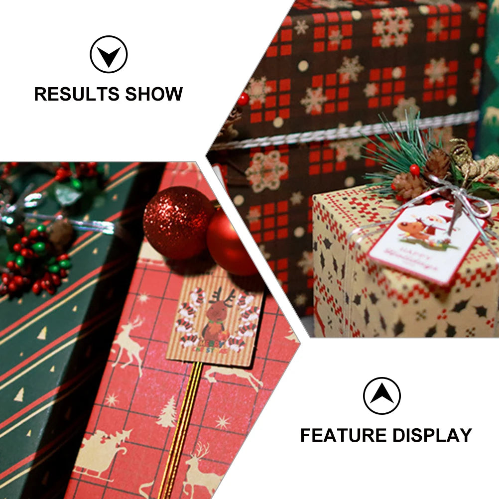 8-Pack Christmas Wrapping Paper Set – Vintage Kraft Gift Wrap with Classic Holiday Patterns, 27×20 Inch Sheets for DIY Gifts, Weddings & Holiday Crafts