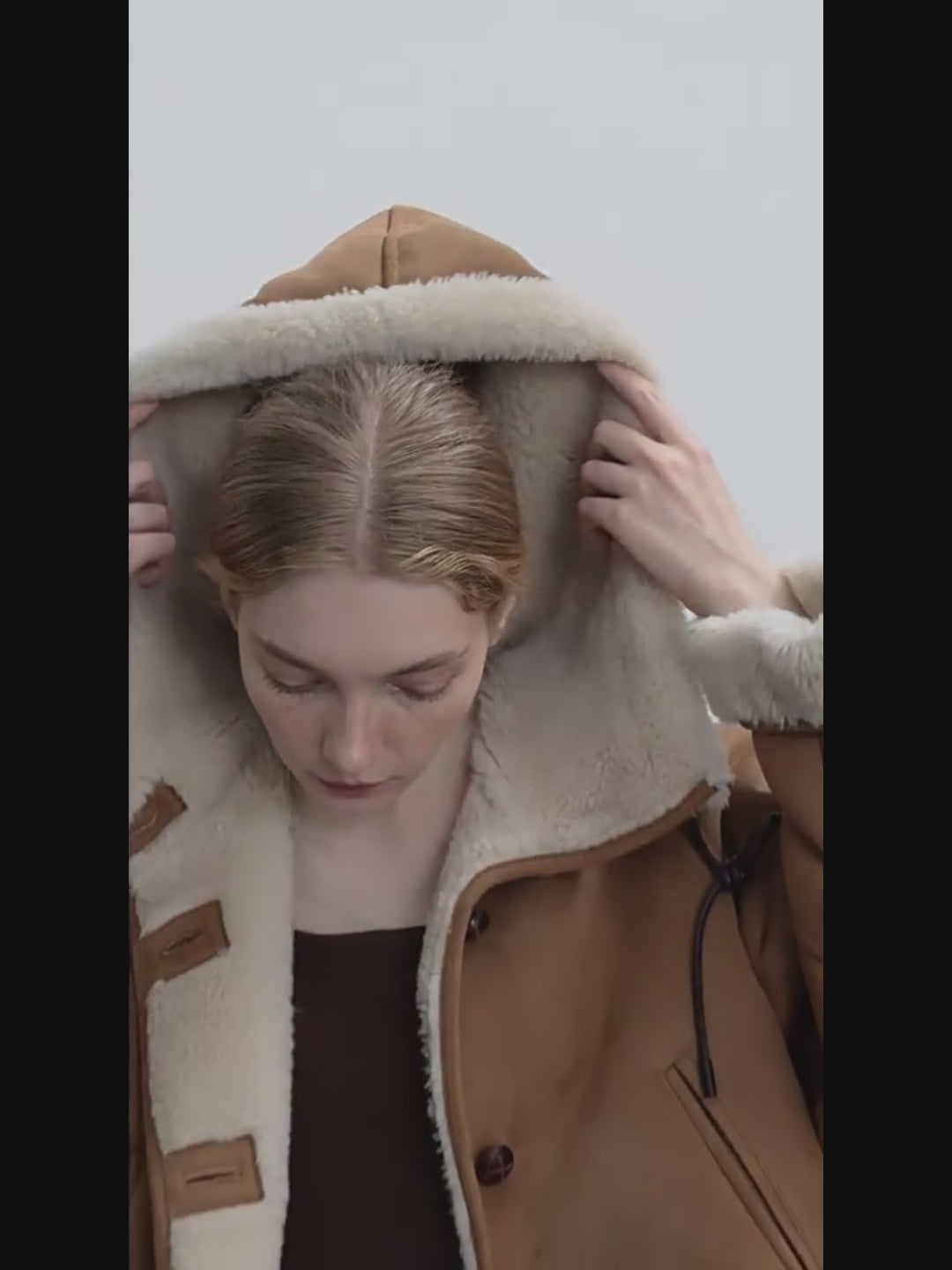 "Danish Winter" Shearling Wool  Hooded Coat